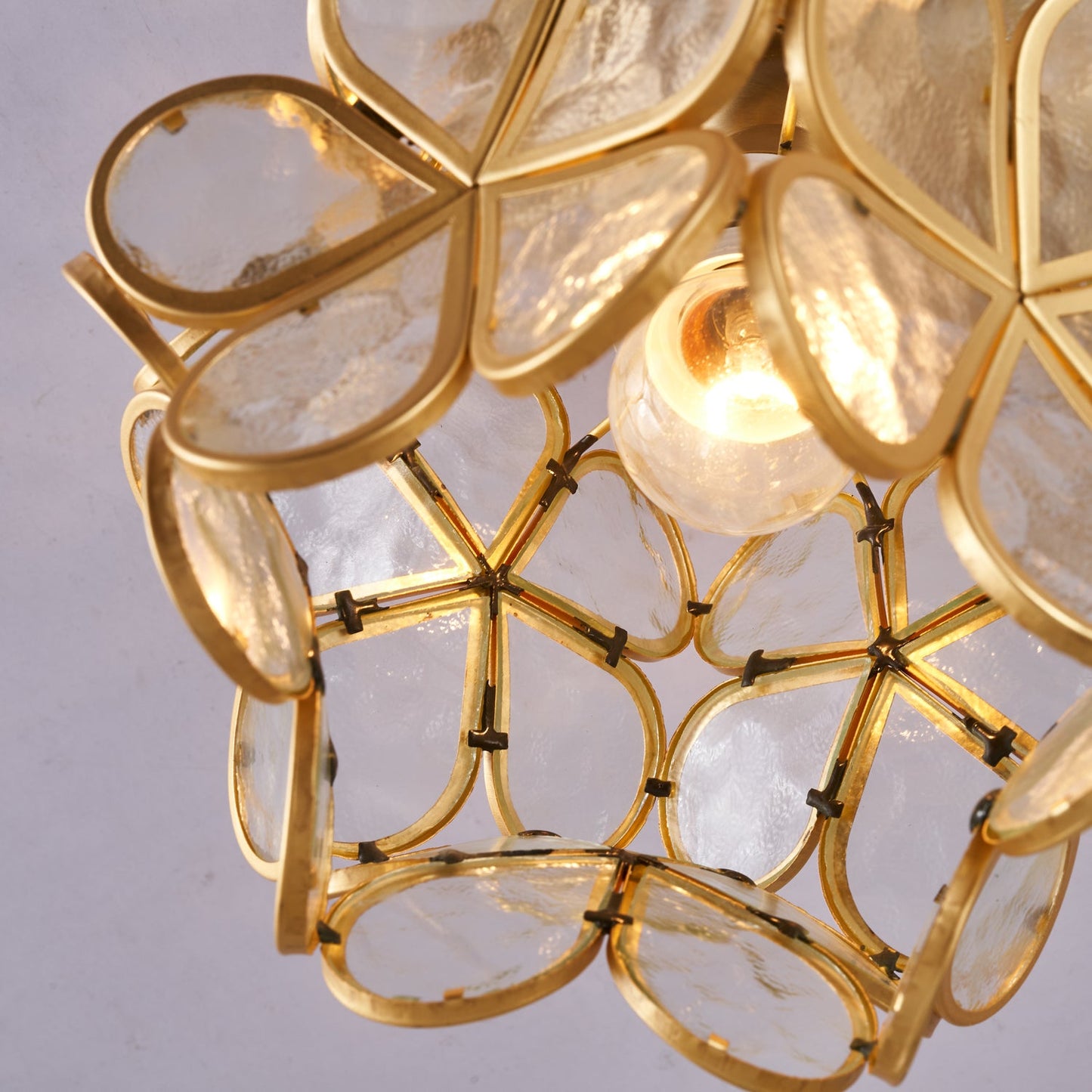 Golden Bloom Ceiling Light | Brass & Glass | Clear, Green, Pink Shades