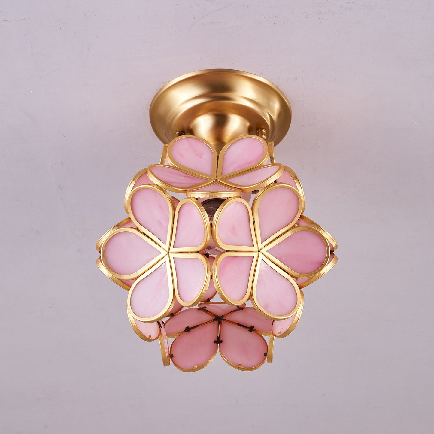 Golden Bloom Ceiling Light | Brass & Glass | Clear, Green, Pink Shades