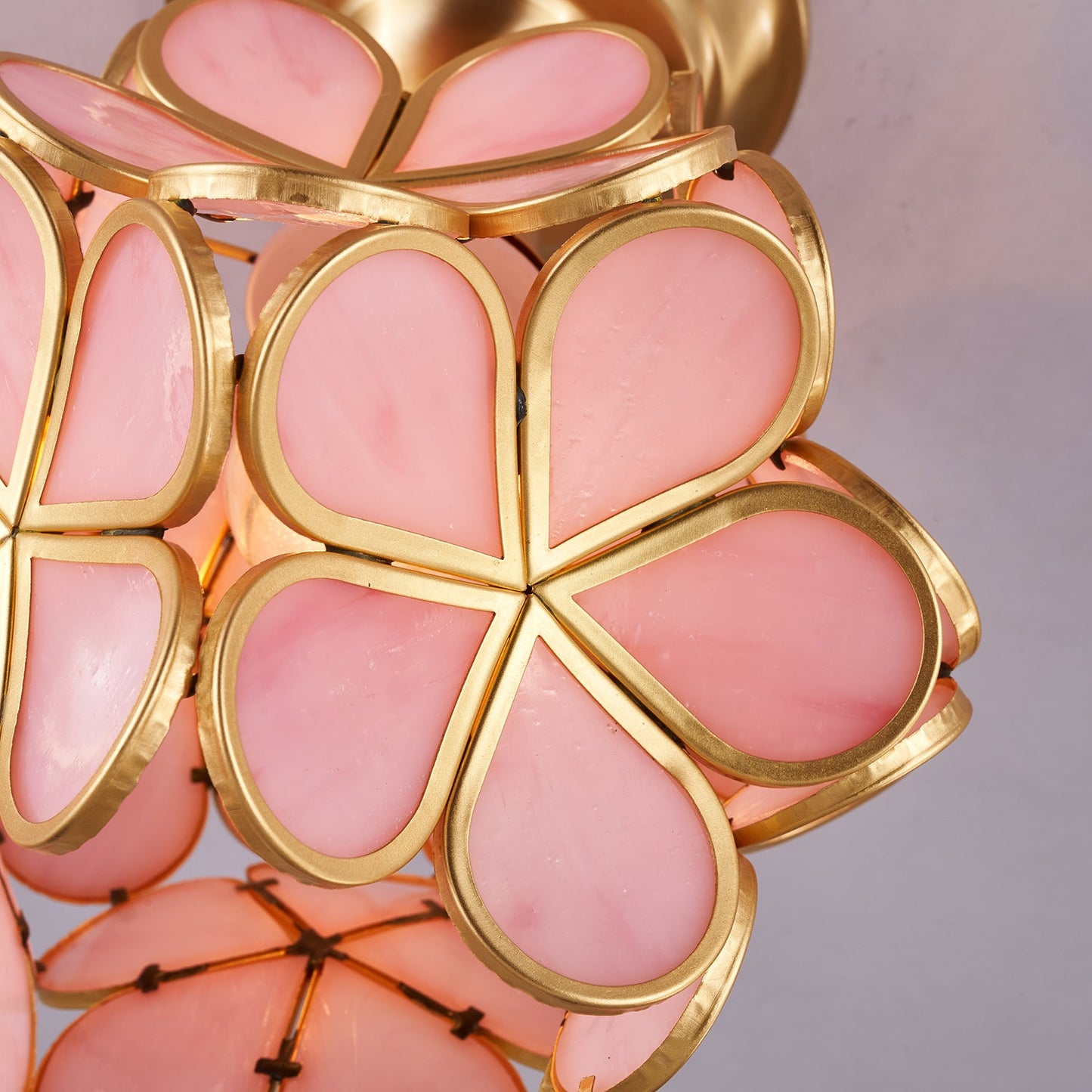 Golden Bloom Ceiling Light | Brass & Glass | Clear, Green, Pink Shades