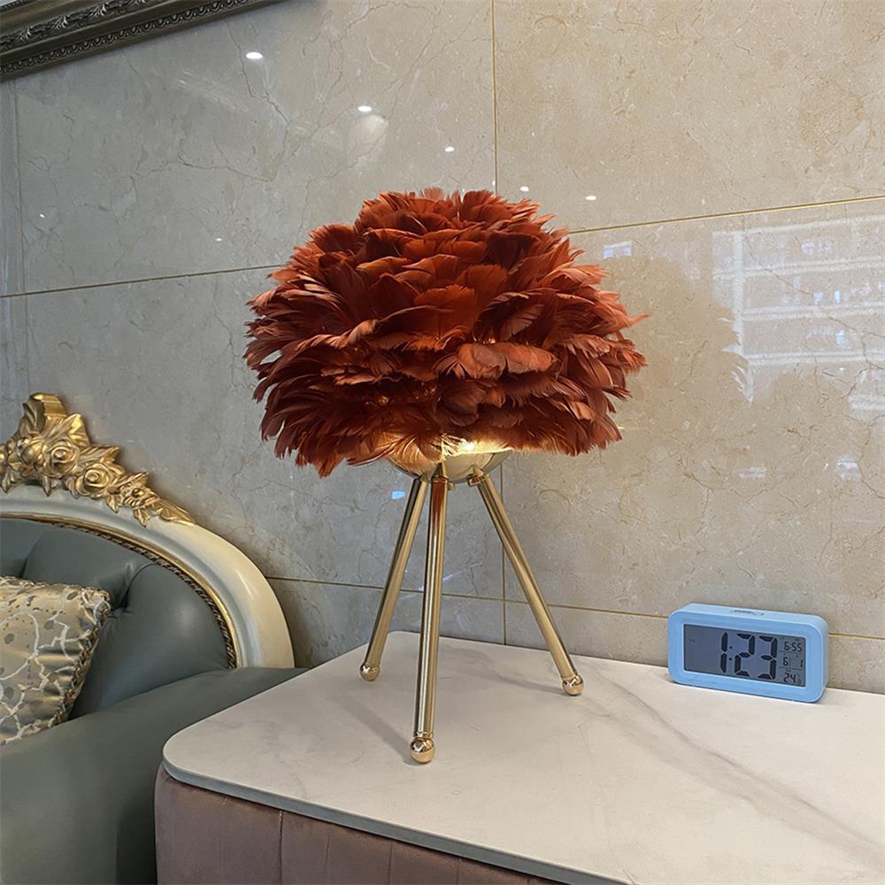 Goose Feather Table Lamp | Metal Base | Pink, White, Gray