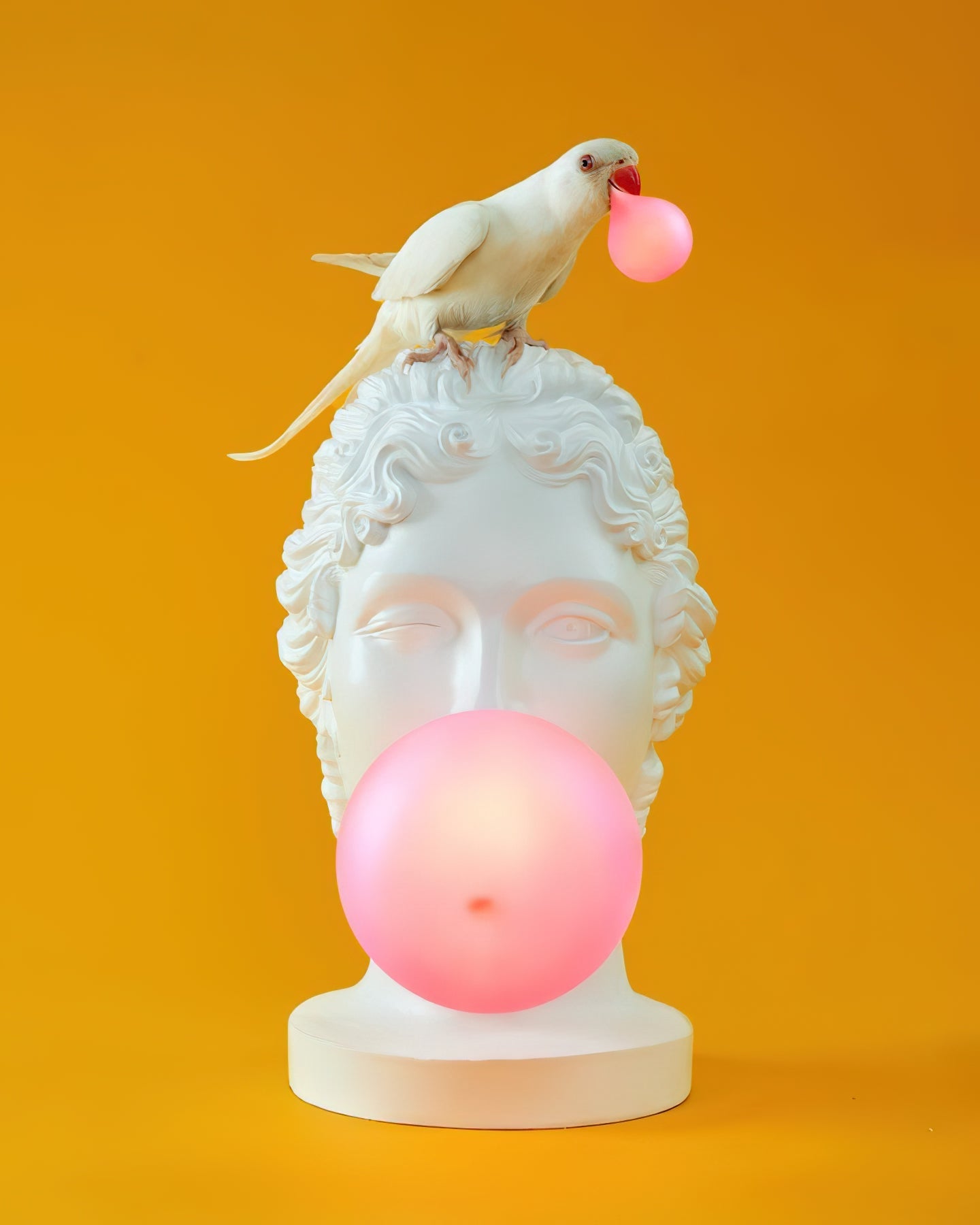 Muse Table Lamp | White Resin & Pink Glass | 25cm Diameter