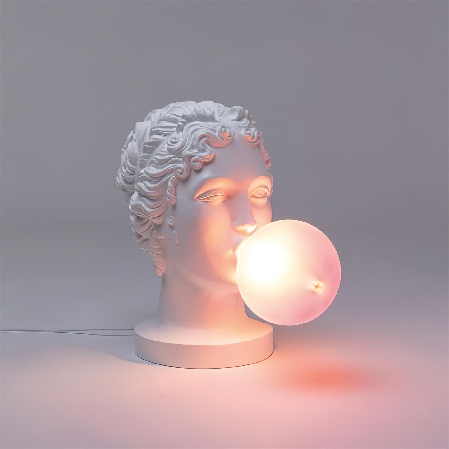 Muse Table Lamp | White Resin & Pink Glass | 25cm Diameter