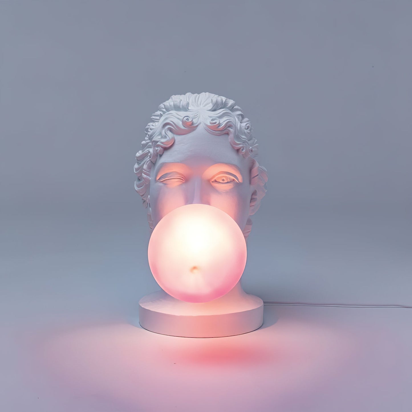 Muse Table Lamp | White Resin & Pink Glass | 25cm Diameter