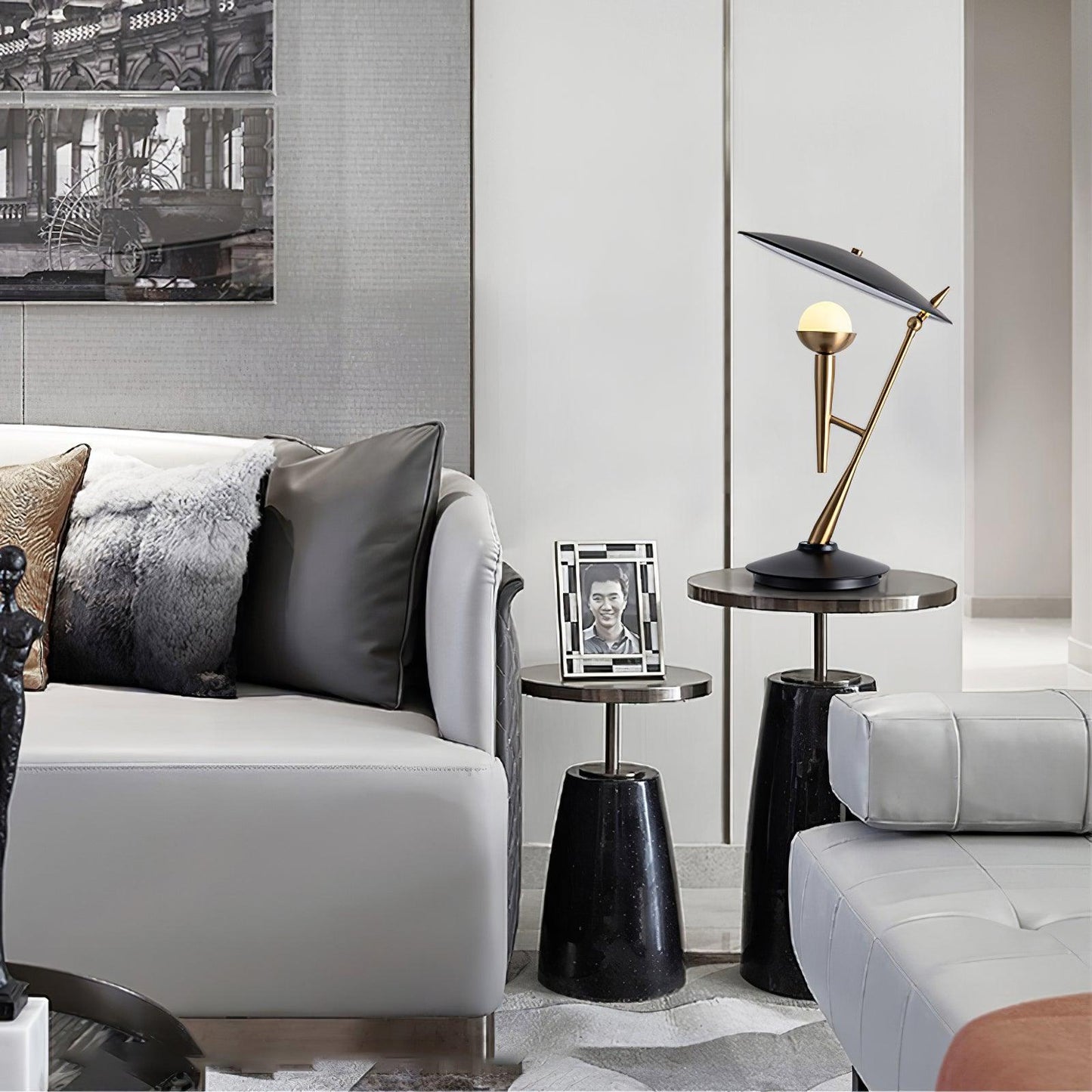 Gramophone Table Light | Metal & Glass | Gold & Black