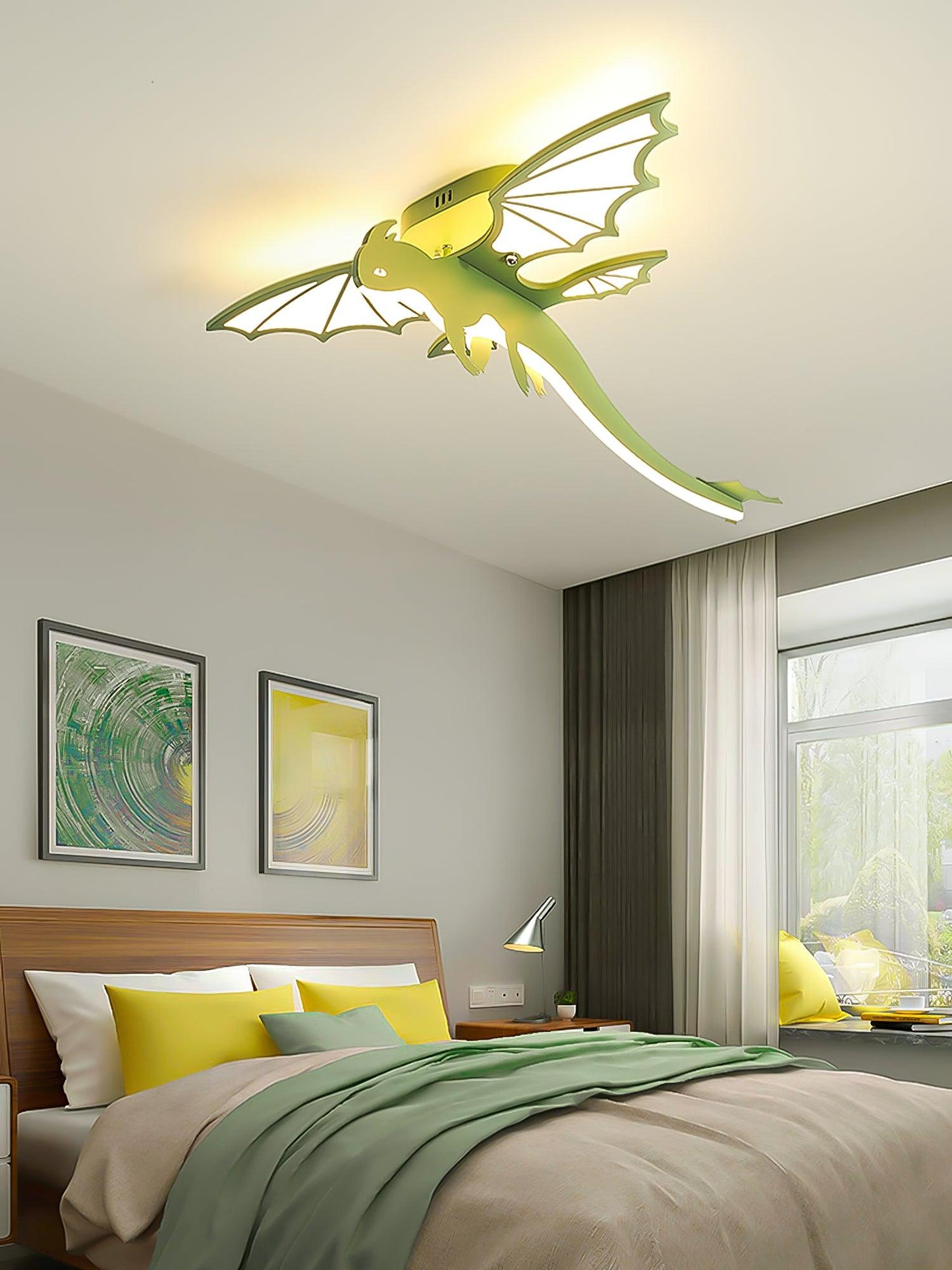 Green Dinosaur Ceiling Light | LED Acrylic | Green