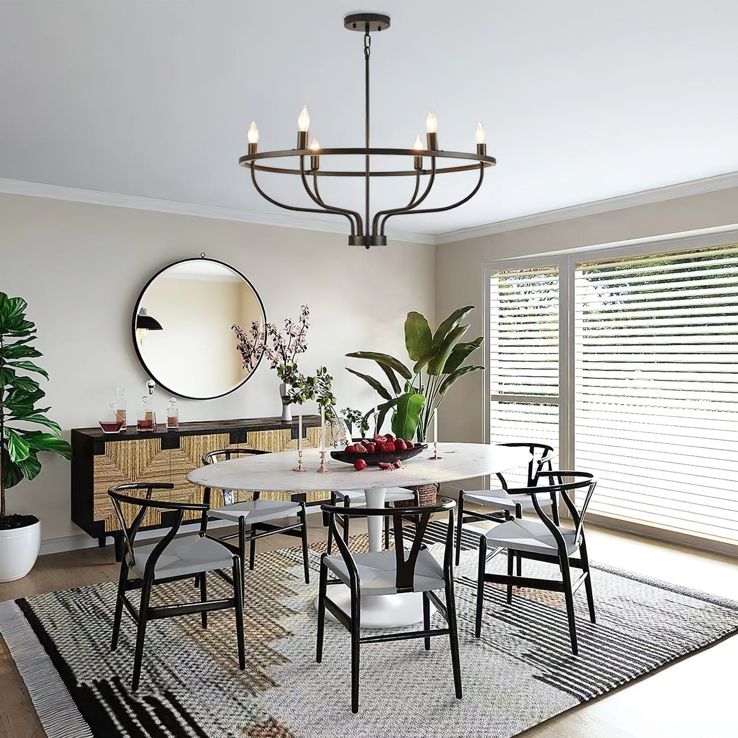 Gretchen Candle Chandelier | Metal | 6 Lights | Black and Gold