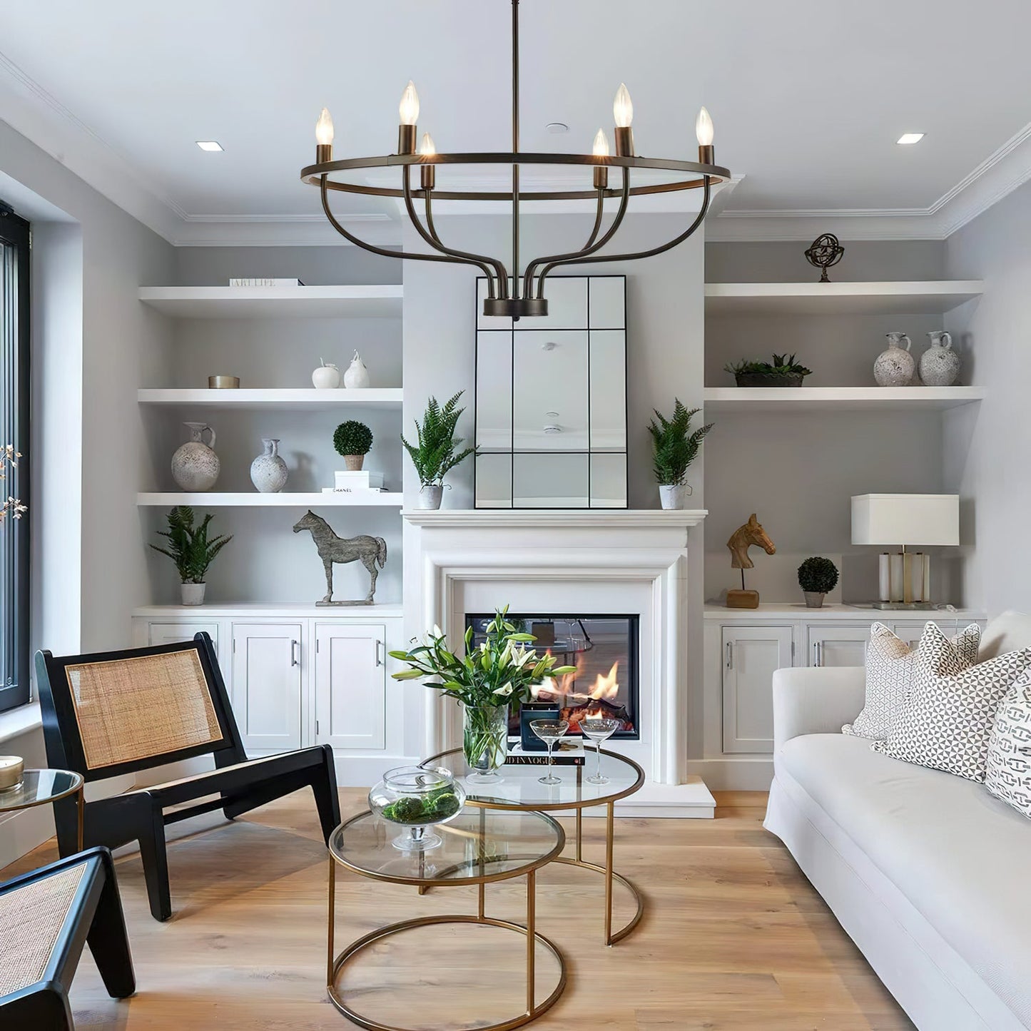 Gretchen Candle Chandelier | Metal | 6 Lights | Black and Gold
