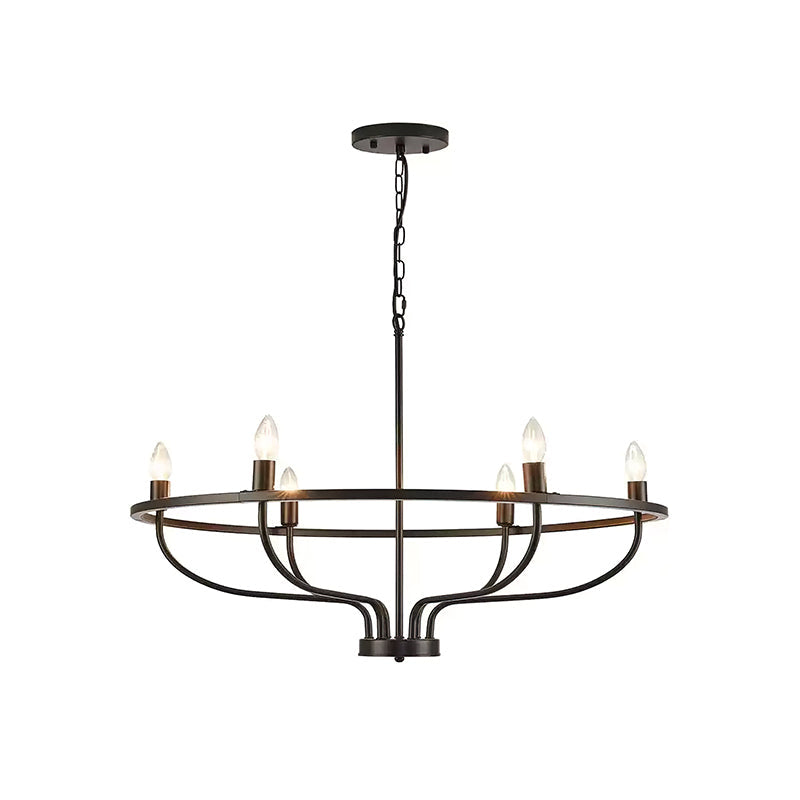 Gretchen Candle Chandelier | Metal | 6 Lights | Black and Gold