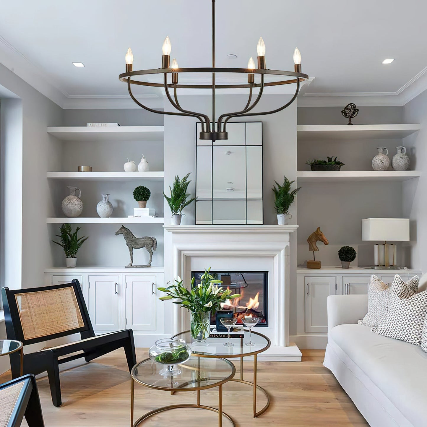 Gretchen Candle Chandelier | Metal | 6 Lights | Black and Gold