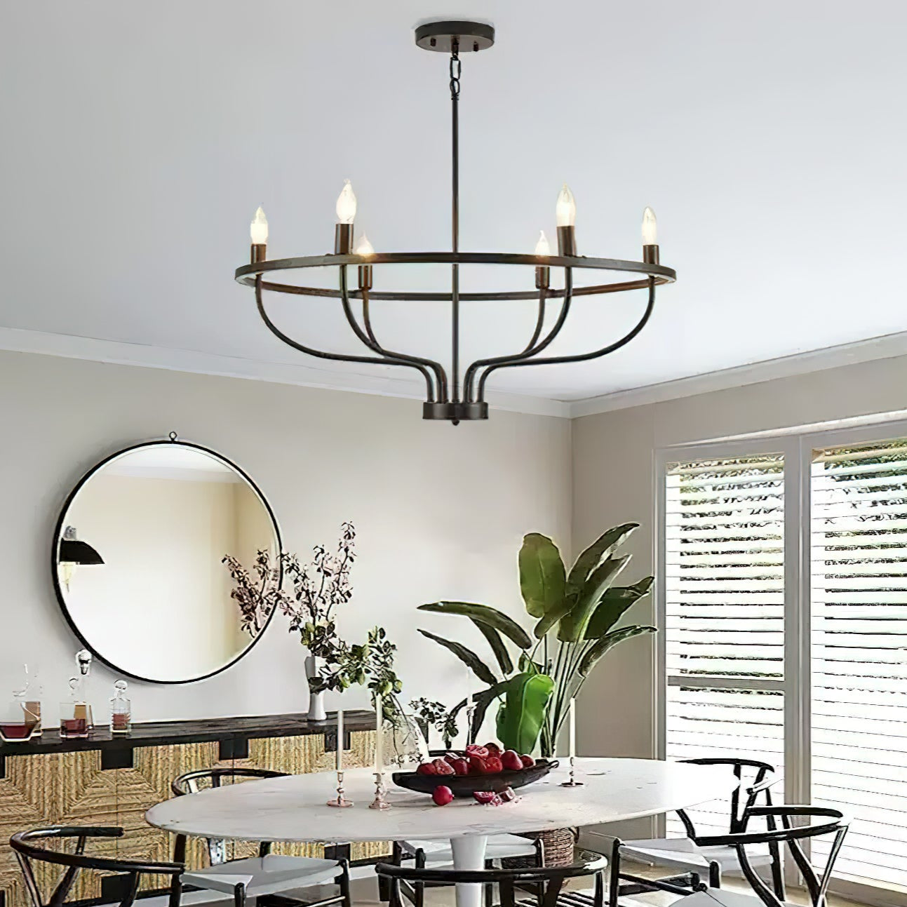 Gretchen Candle Chandelier | Metal | 6 Lights | Black and Gold