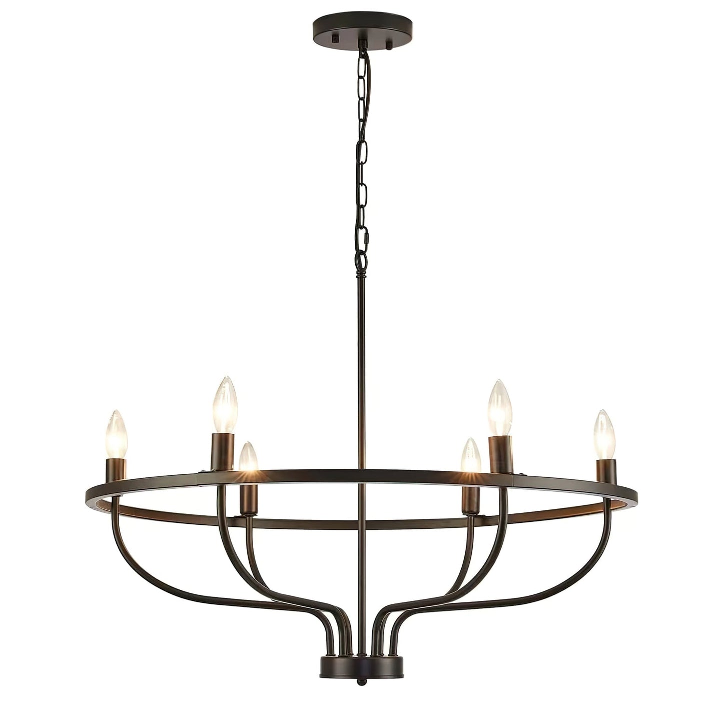 Gretchen Candle Chandelier | Metal | 6 Lights | Black and Gold