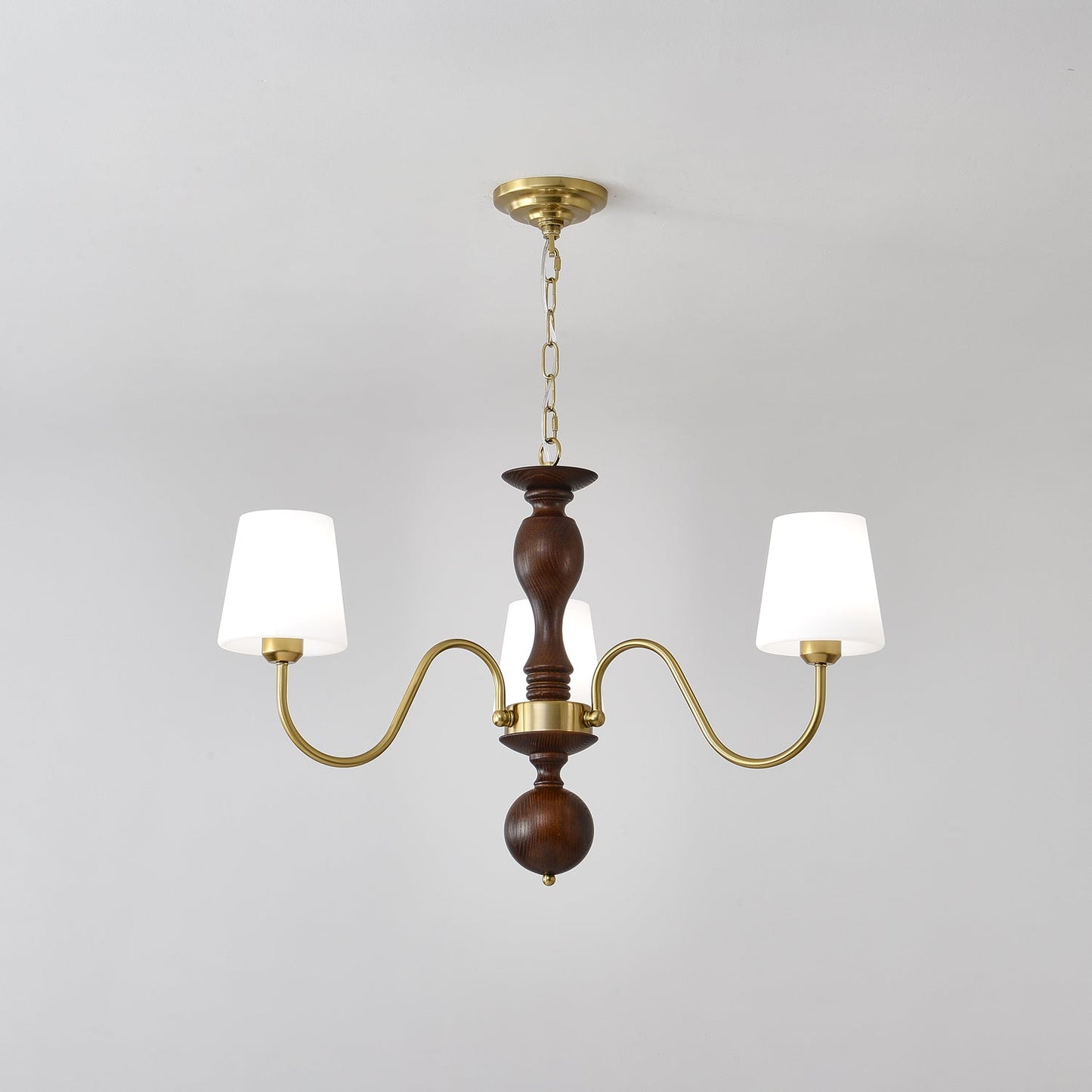 Grove Haven Chandelier | Antique Brass & White Fabric Shade | 3, 6, or 8 Lights