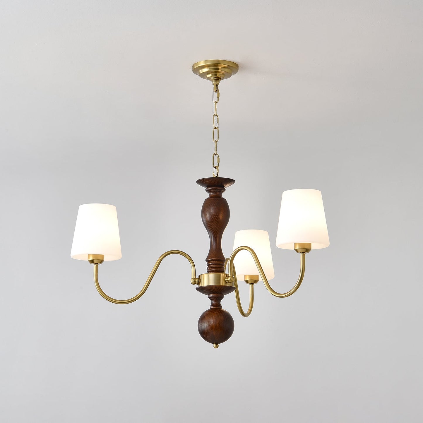 Grove Haven Chandelier | Antique Brass & White Fabric Shade | 3, 6, or 8 Lights