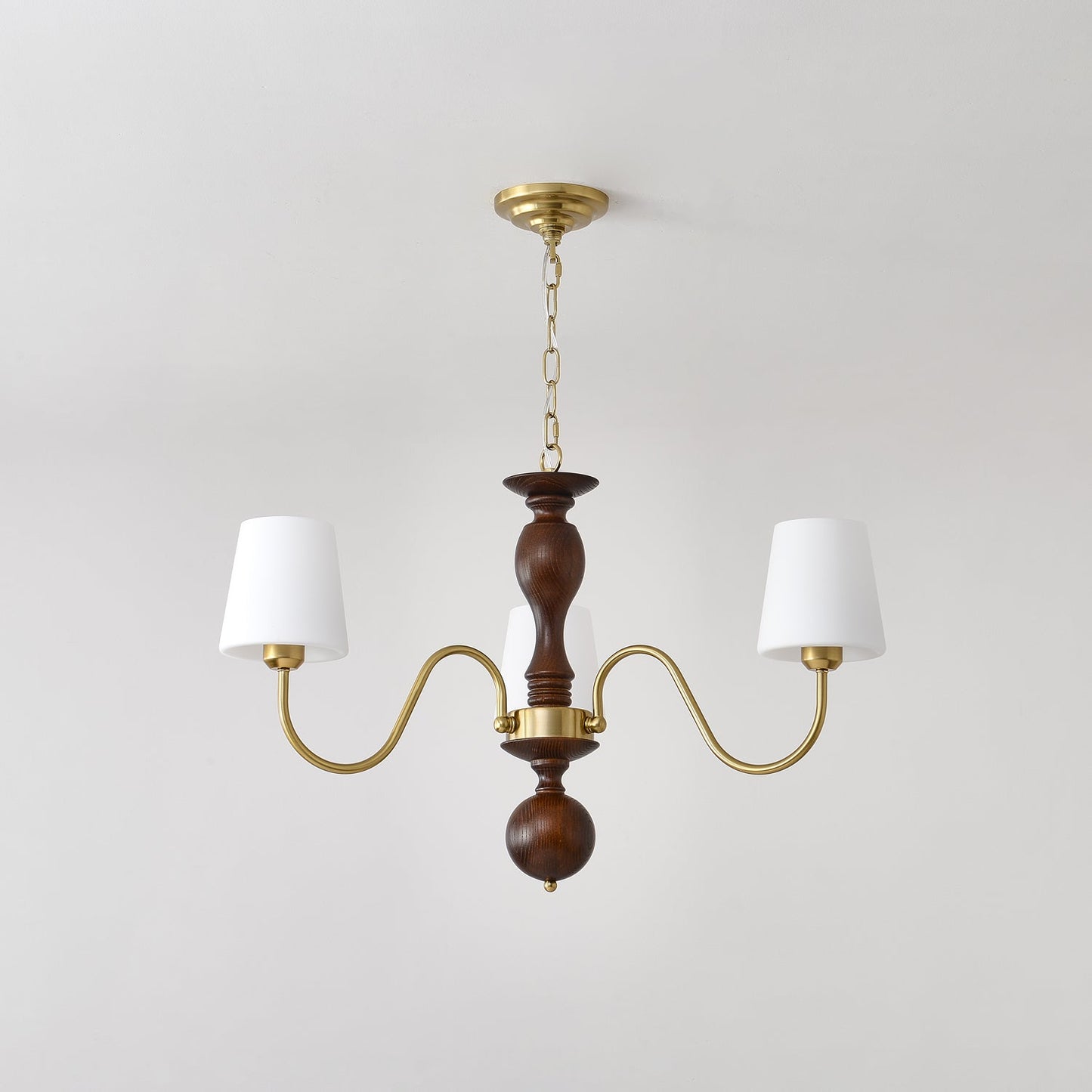 Grove Haven Chandelier | Antique Brass & White Fabric Shade | 3, 6, or 8 Lights