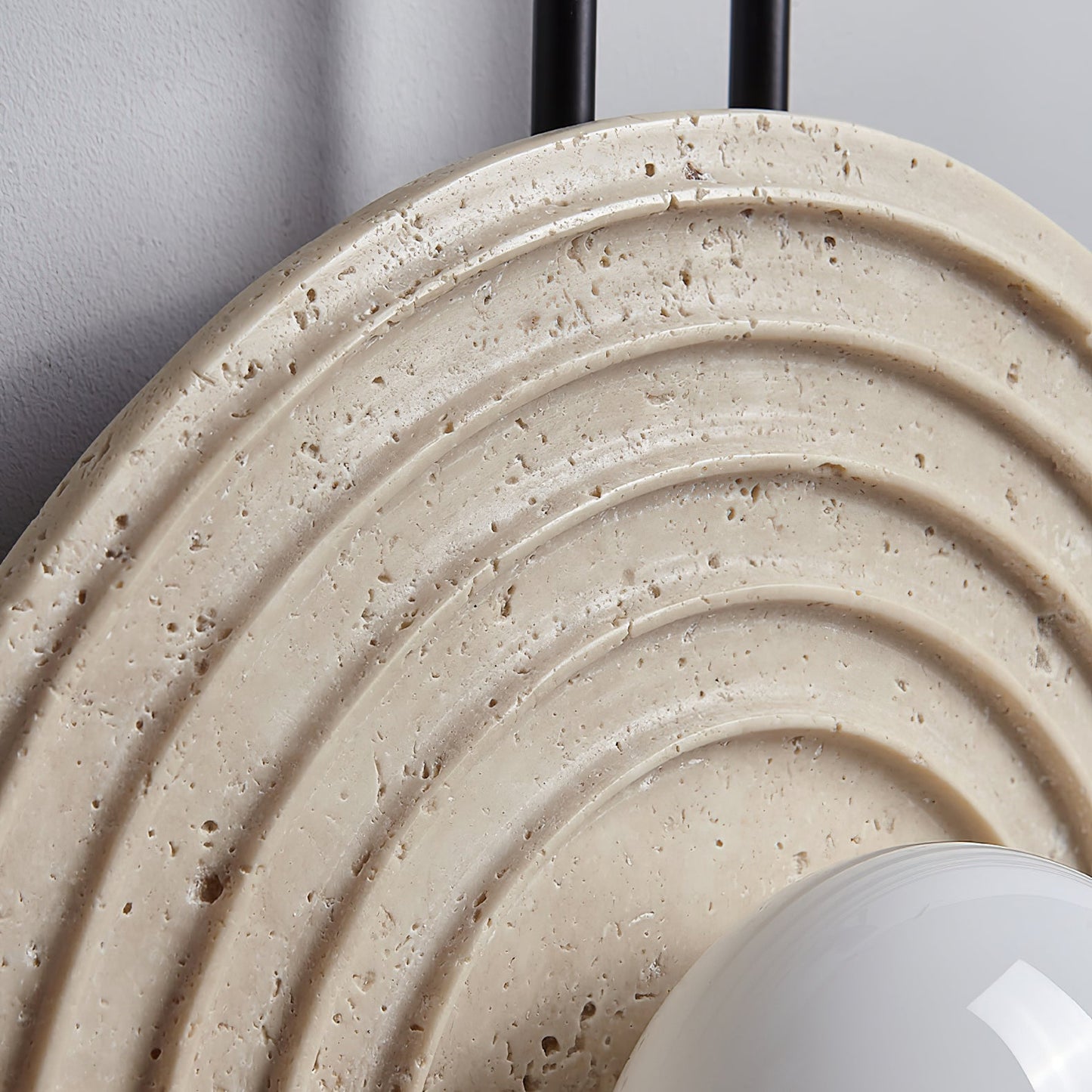 Growth Ring Wall Lamp | Yellow Travertine, Wood, Glass | Beige, Dark Walnut, Wood Color