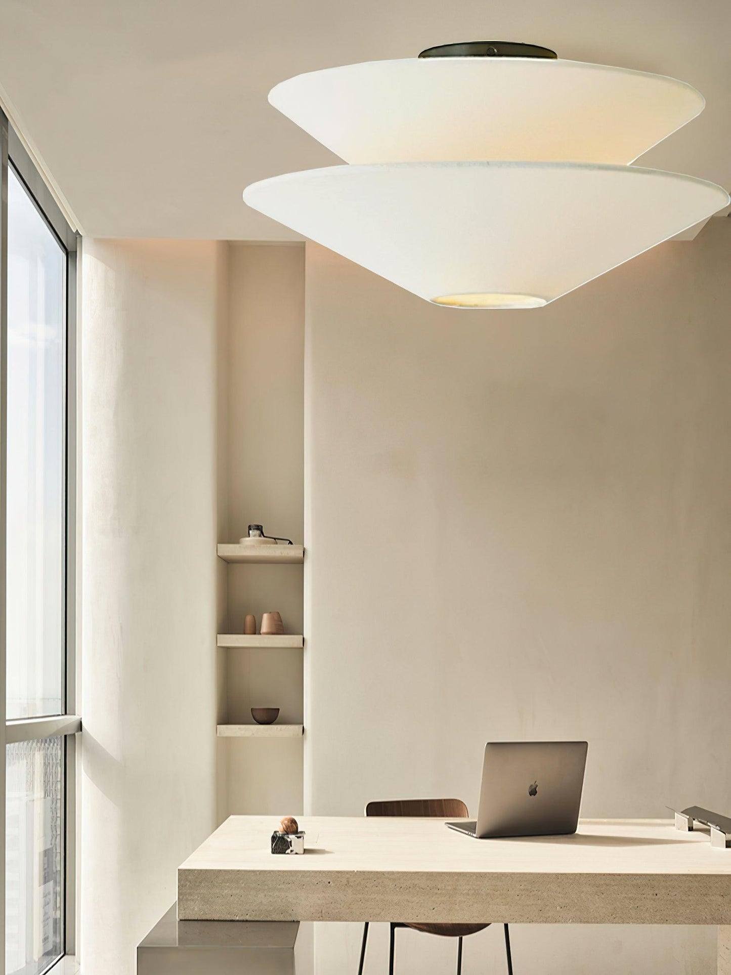 Gull Flushmount Ceiling Light | Metal & Fabric | White