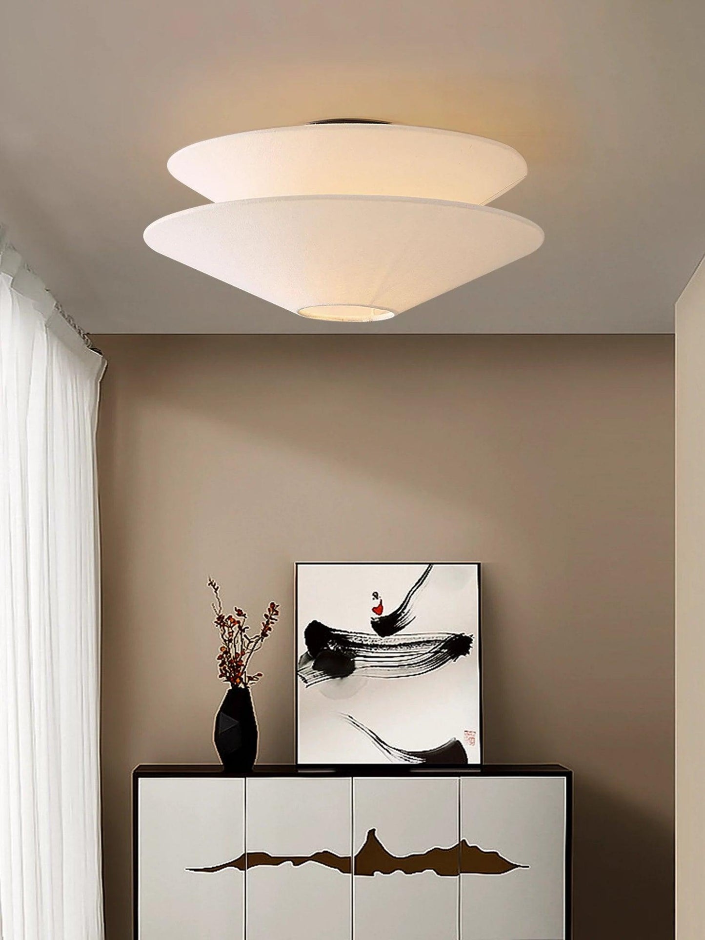 Gull Flushmount Ceiling Light | Metal & Fabric | White