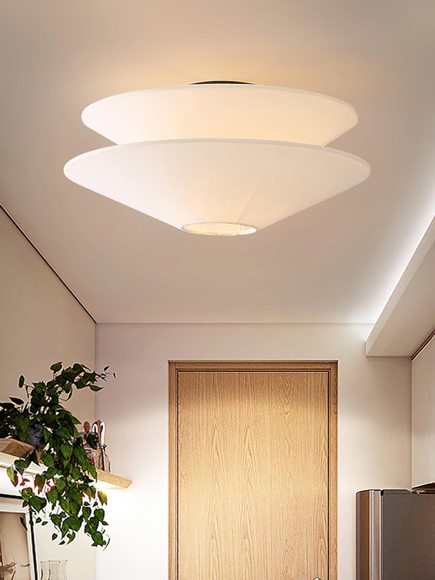 Gull Flushmount Ceiling Light | Metal & Fabric | White