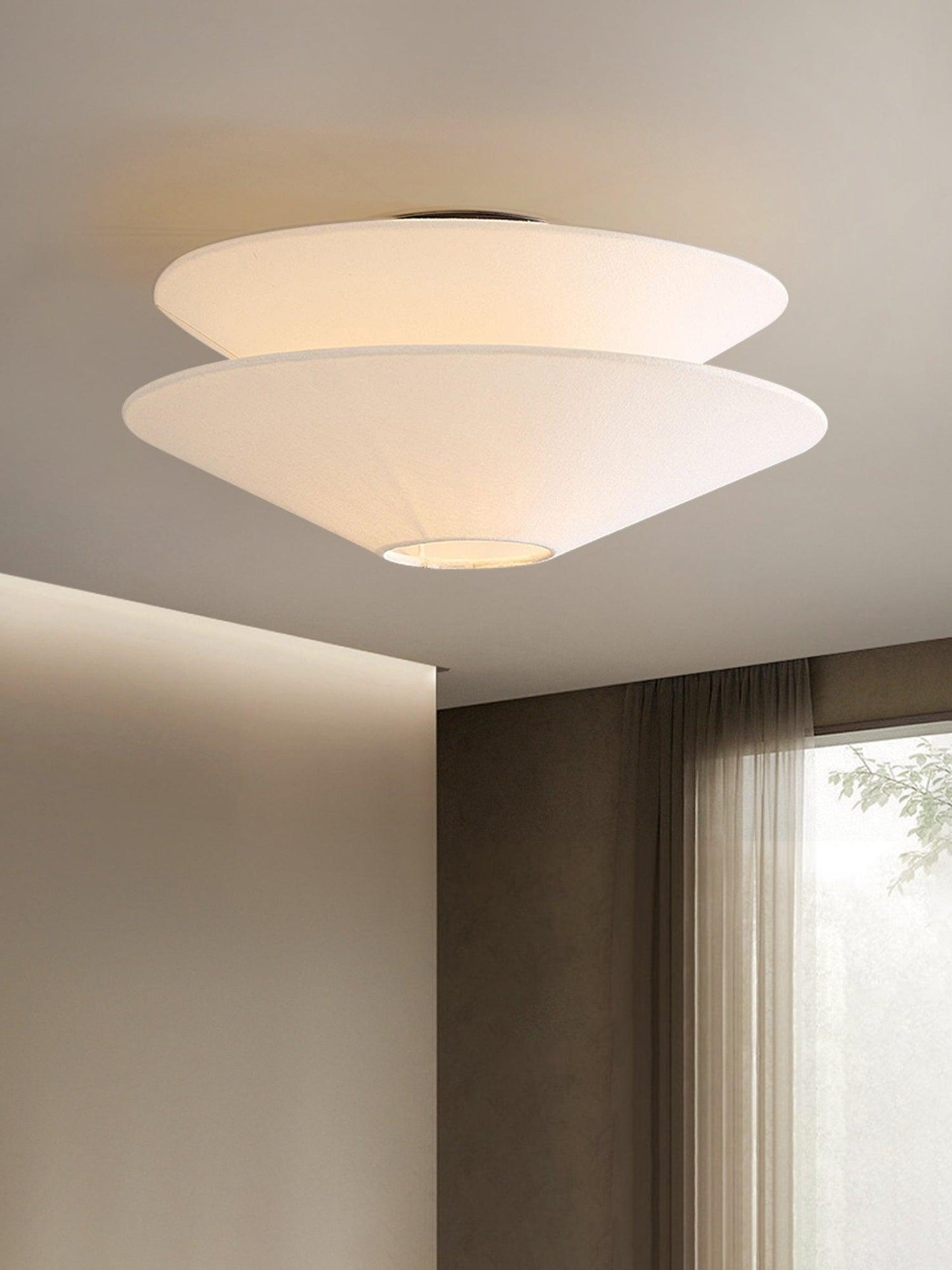 Gull Flushmount Ceiling Light | Metal & Fabric | White