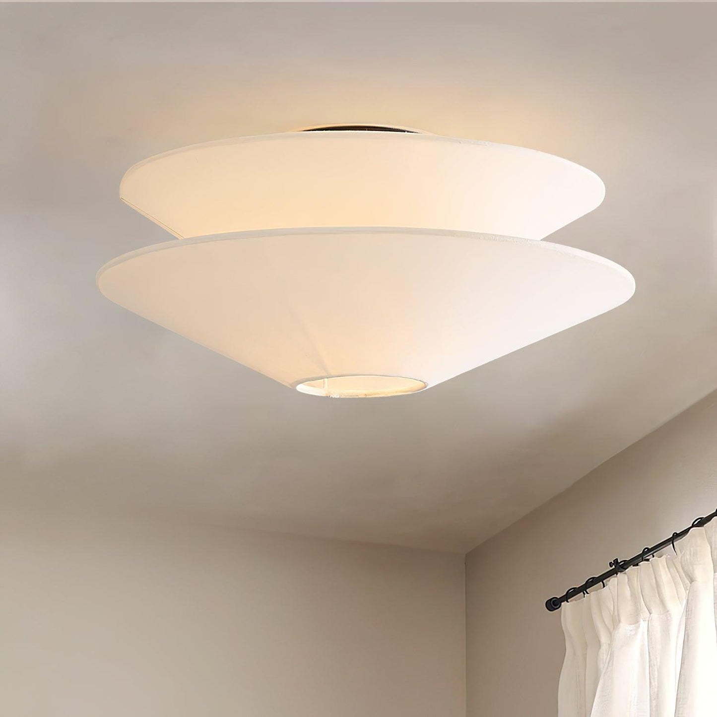 Gull Flushmount Ceiling Light | Metal & Fabric | White