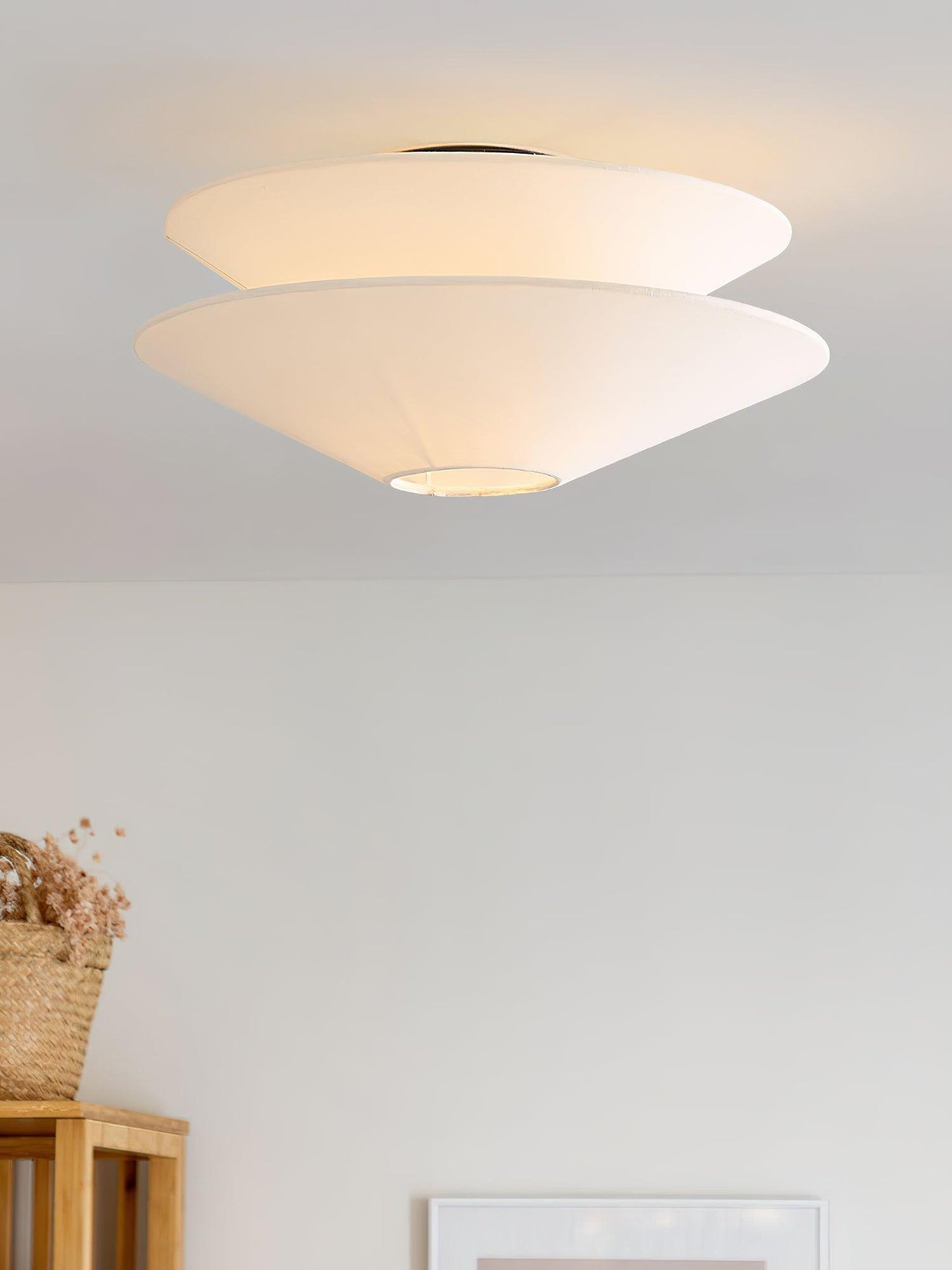 Gull Flushmount Ceiling Light | Metal & Fabric | White