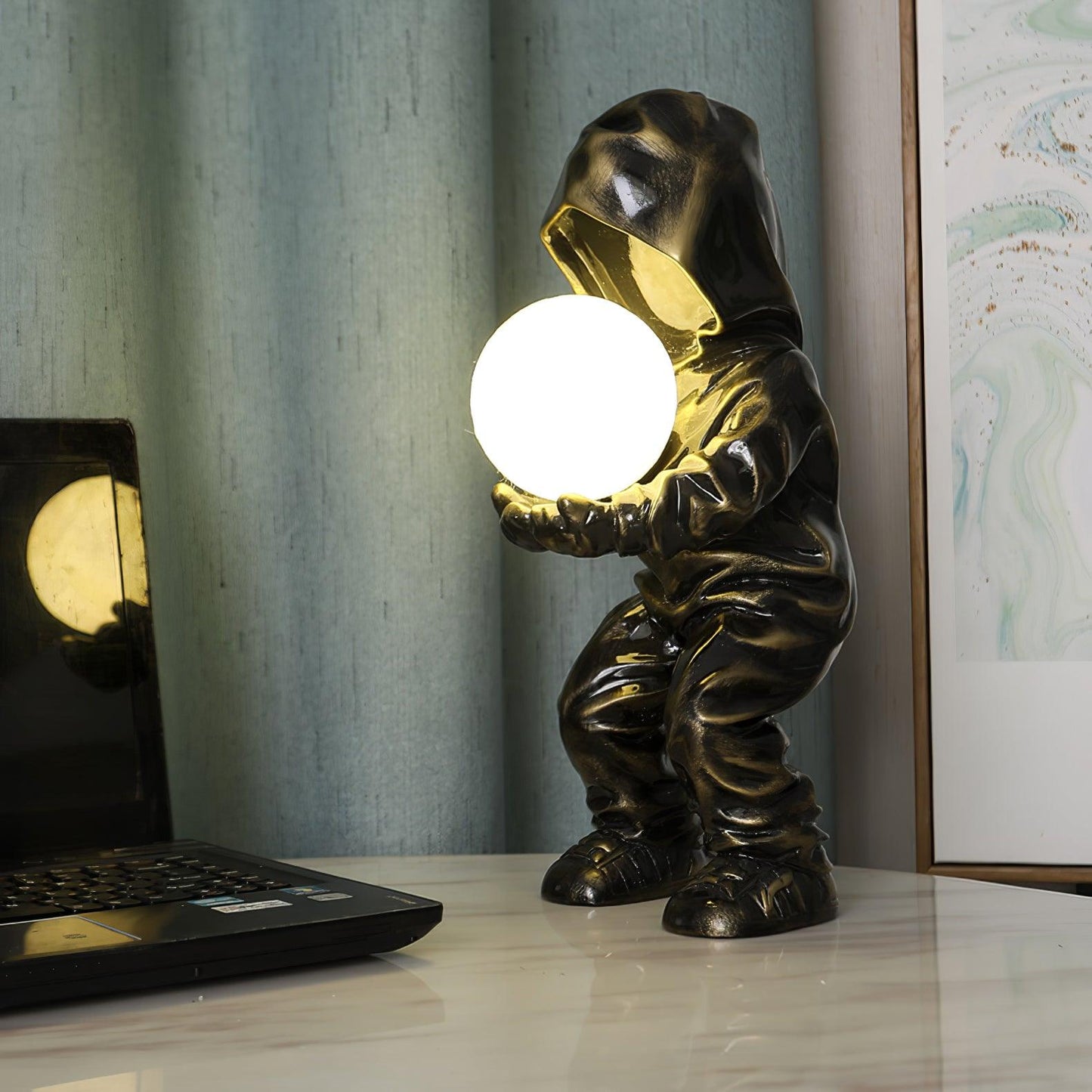 Hacker Planet Table Lamp | Metal & Resin | Black