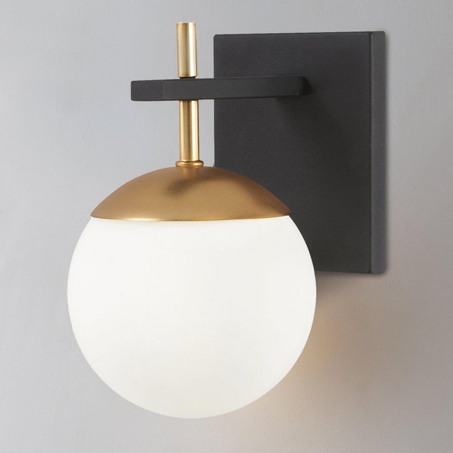 Harmony Globe Sconce | Metal, Iron, Glass | Black and Gold