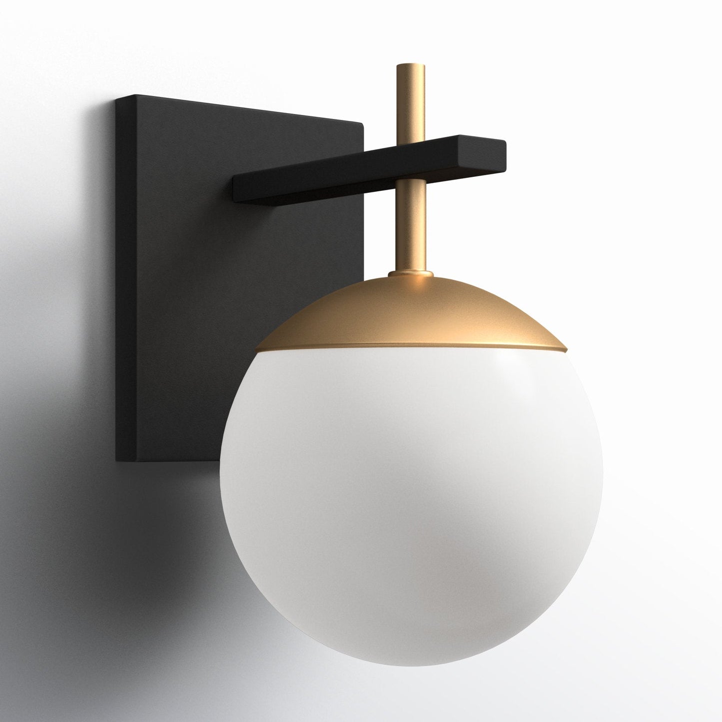 Harmony Globe Sconce | Metal, Iron, Glass | Black and Gold