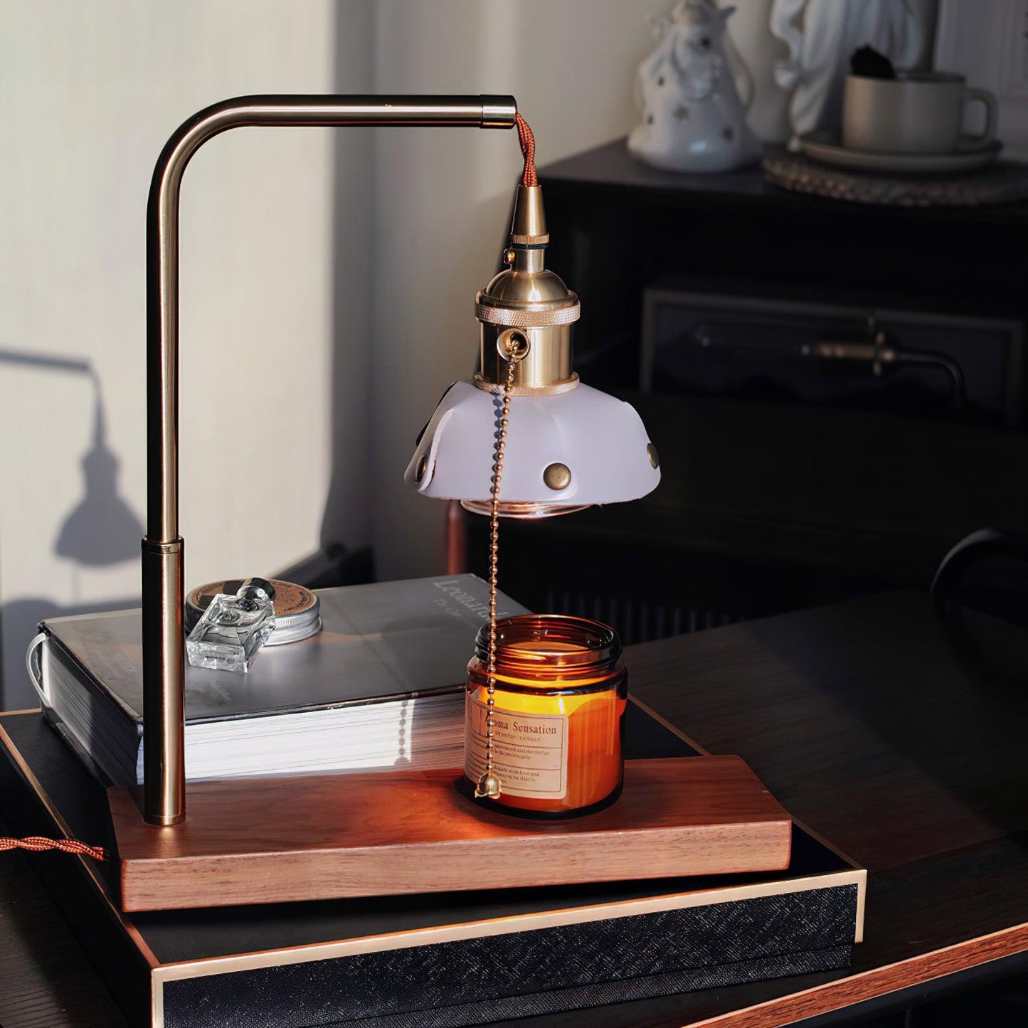 Harnik Retro Table Lamp | Wooden, Iron & Leather | Gold, Brown, Walnut Finishes