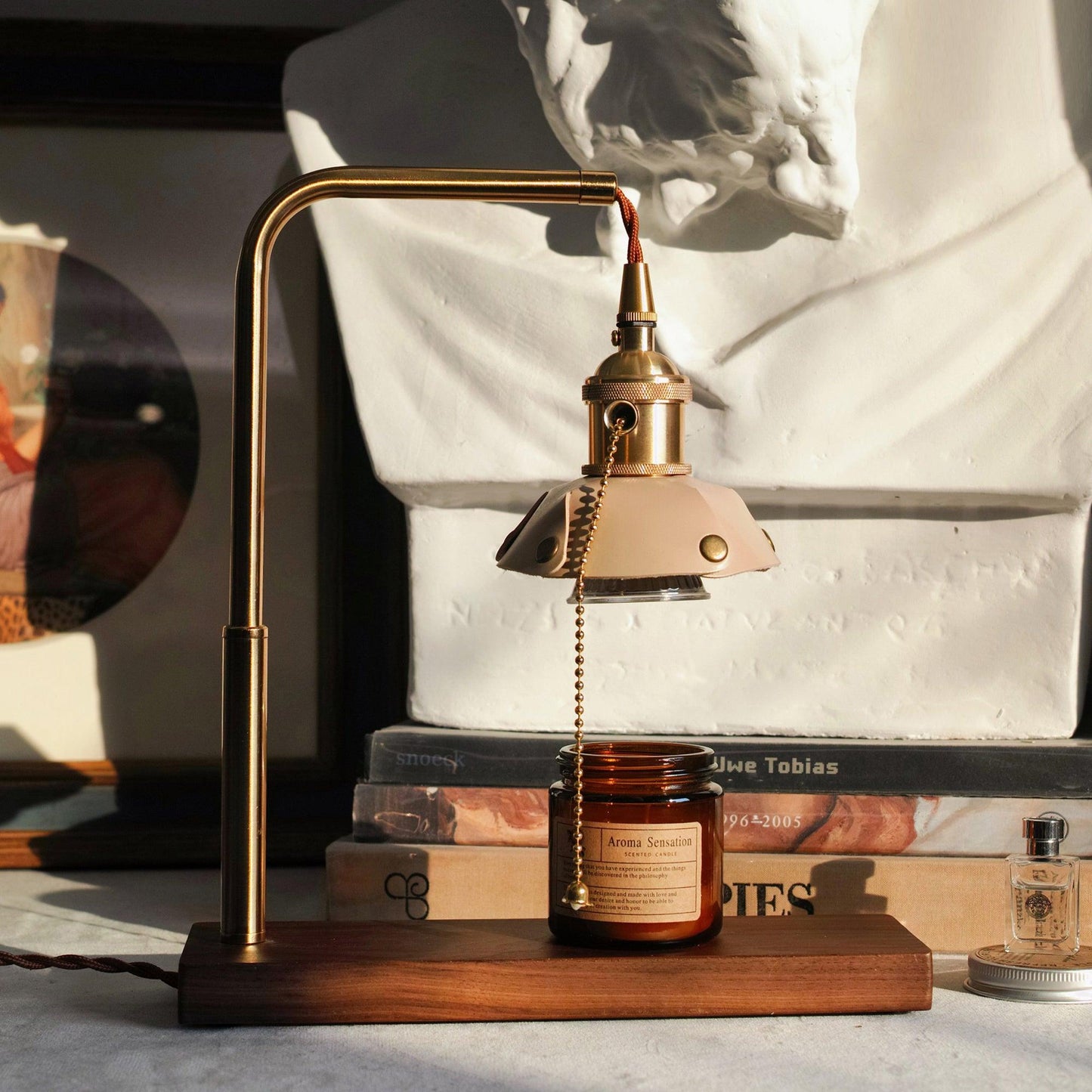 Harnik Retro Table Lamp | Wooden, Iron & Leather | Gold, Brown, Walnut Finishes