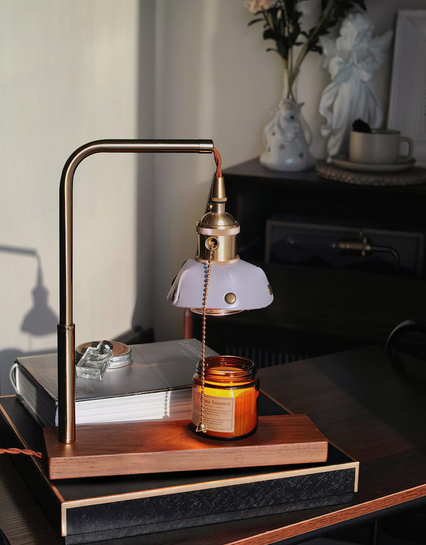 Harnik Retro Table Lamp | Wooden, Iron & Leather | Gold, Brown, Walnut Finishes