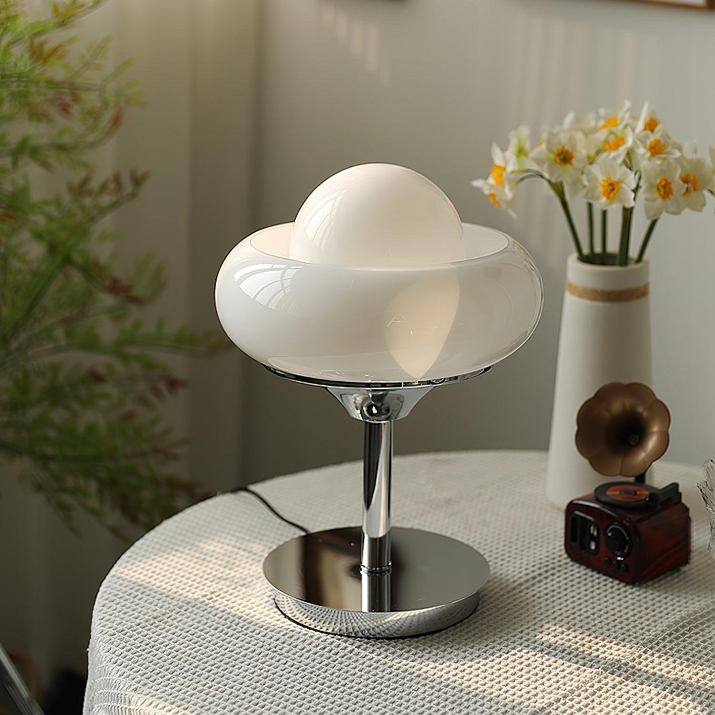 Table Lamp | Chrome Metal & Glass | Vintage Design
