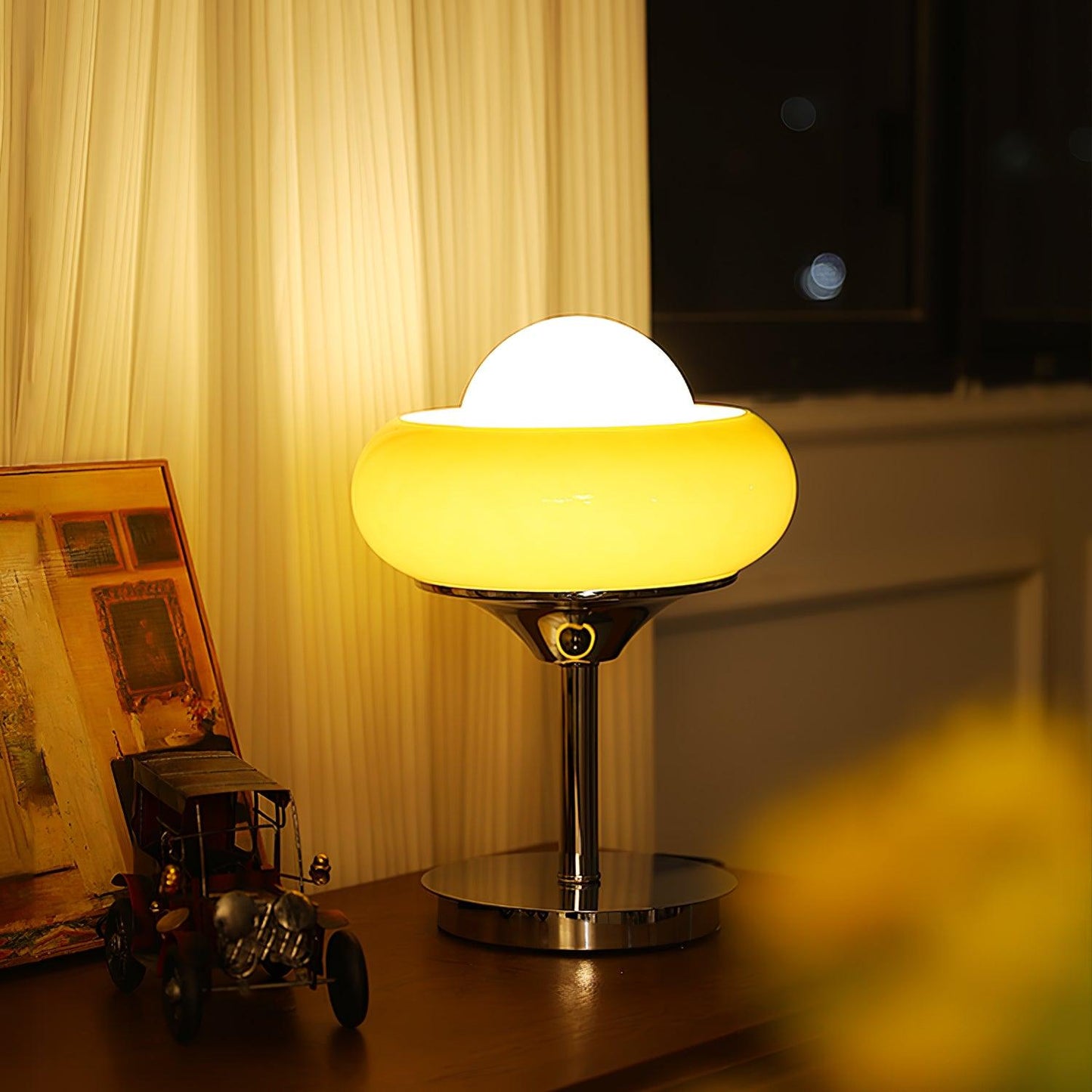 Table Lamp | Chrome Metal & Glass | Vintage Design