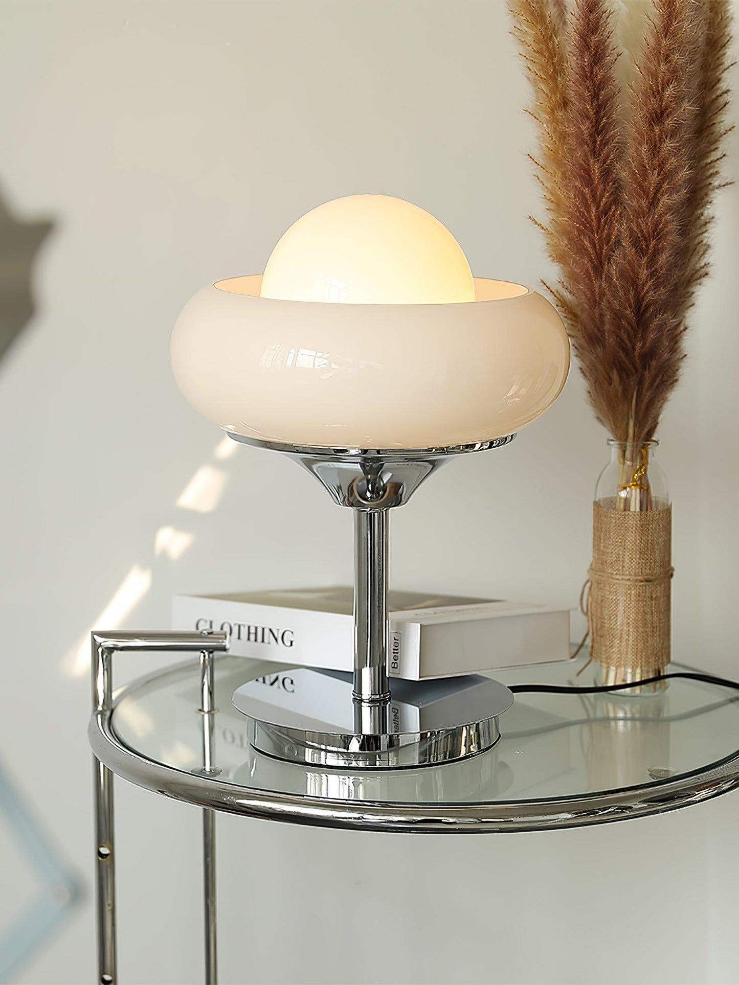 Table Lamp | Chrome Metal & Glass | Vintage Design