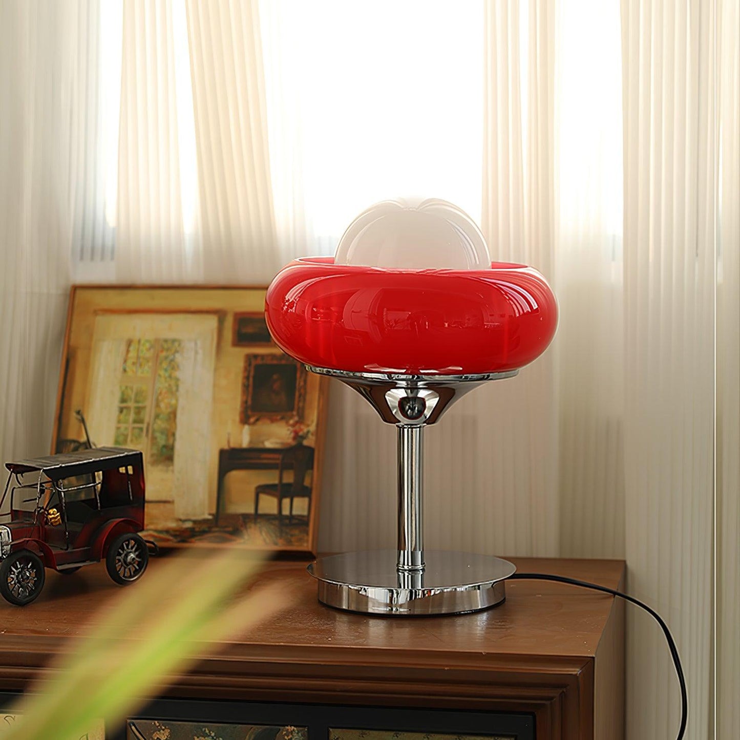 Table Lamp | Chrome Metal & Glass | Vintage Design