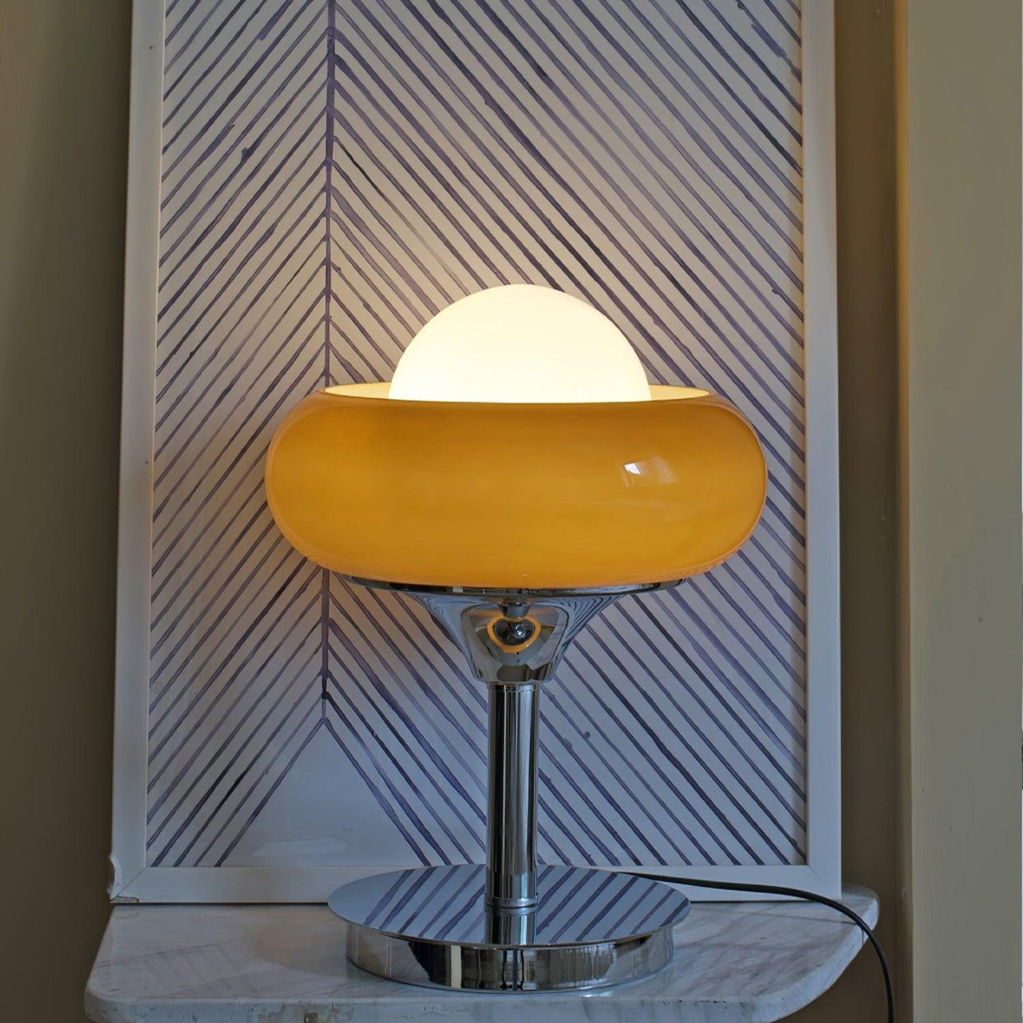 Table Lamp | Chrome Metal & Glass | Vintage Design