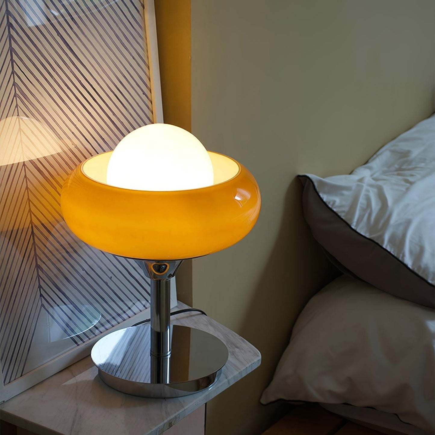 Table Lamp | Chrome Metal & Glass | Vintage Design