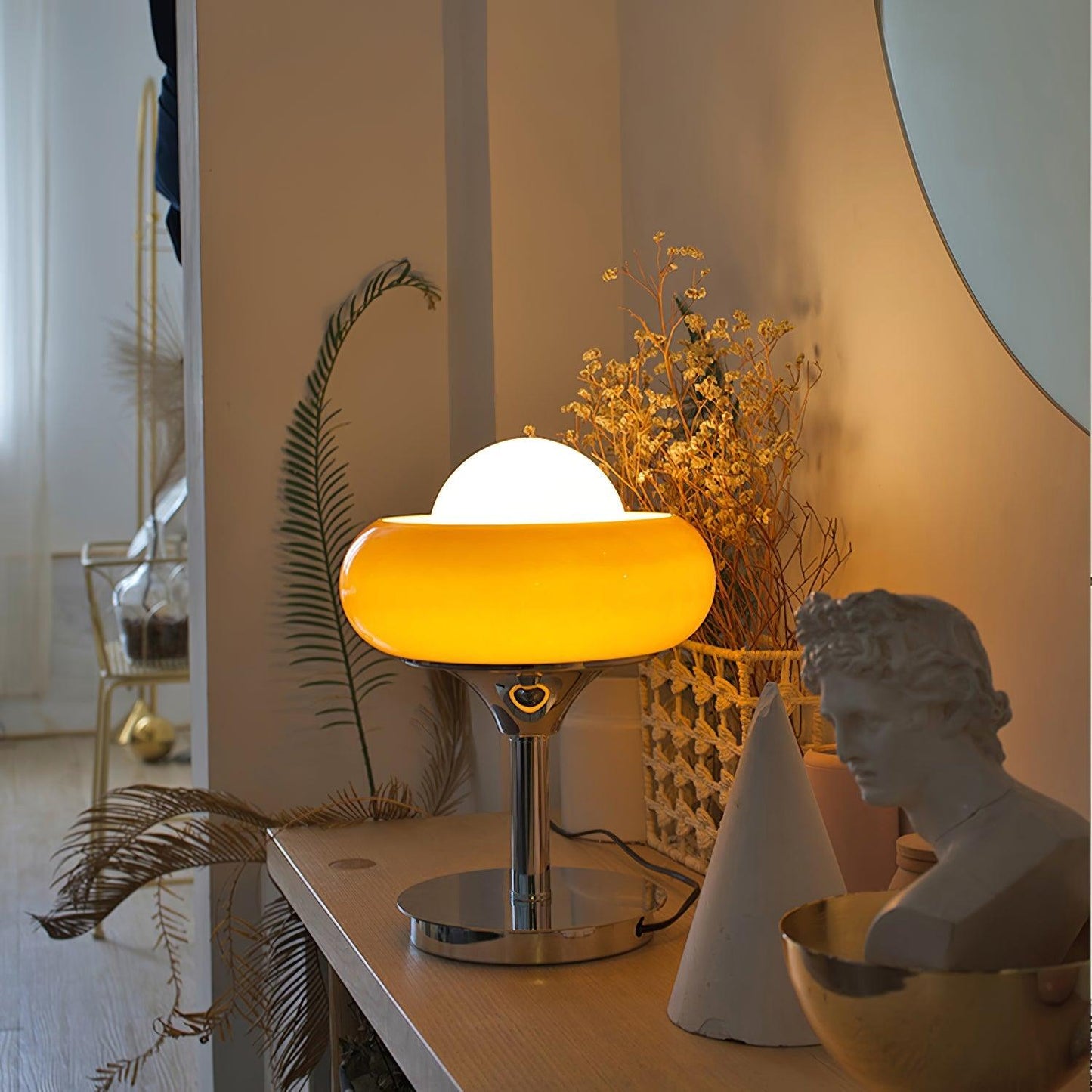Table Lamp | Chrome Metal & Glass | Vintage Design