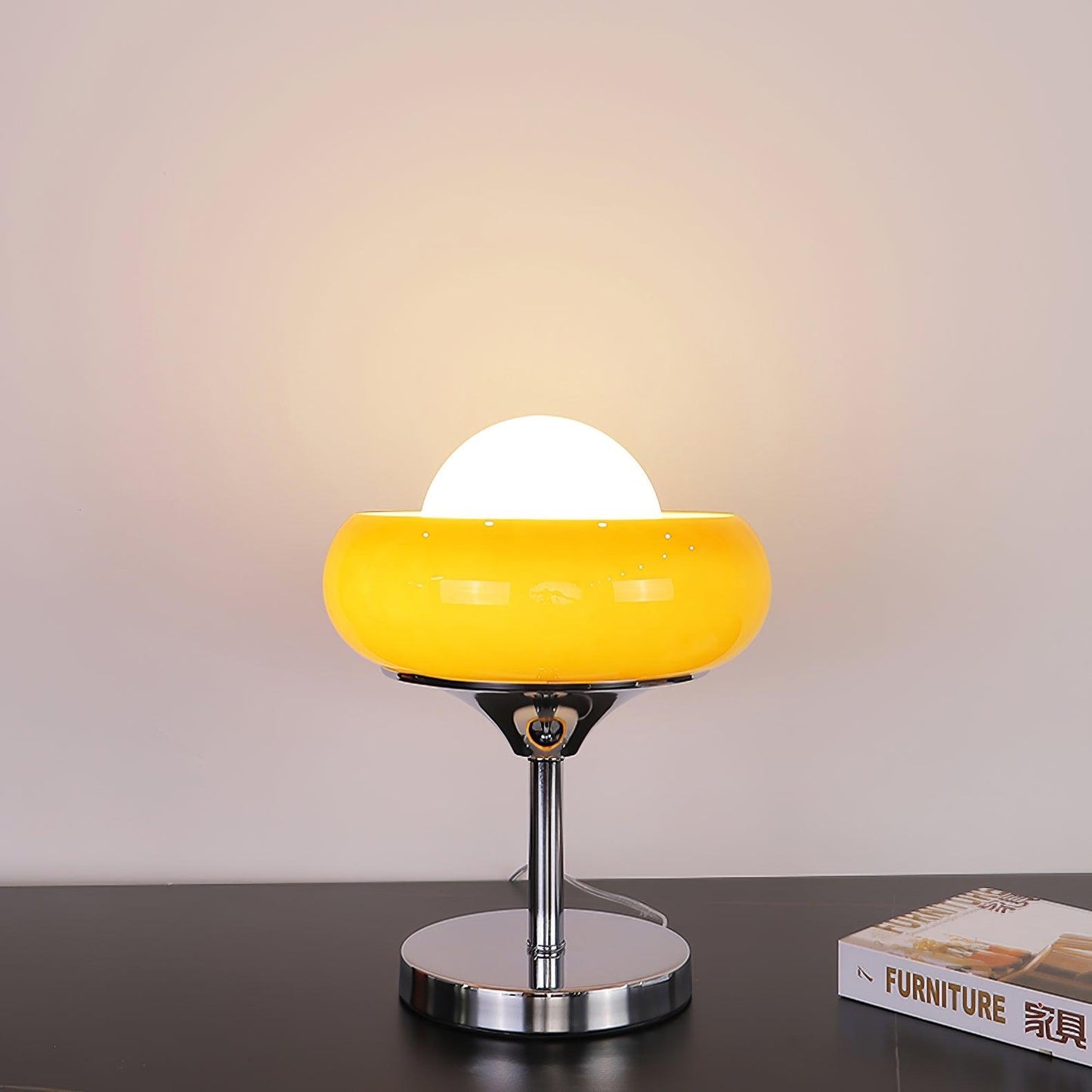 Table Lamp | Chrome Metal & Glass | Vintage Design