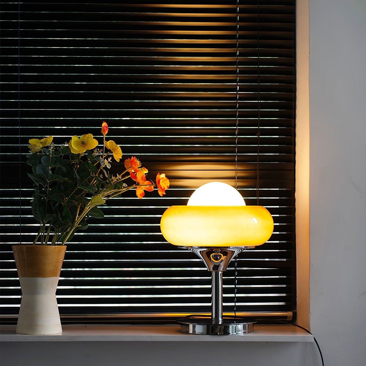 Table Lamp | Chrome Metal & Glass | Vintage Design