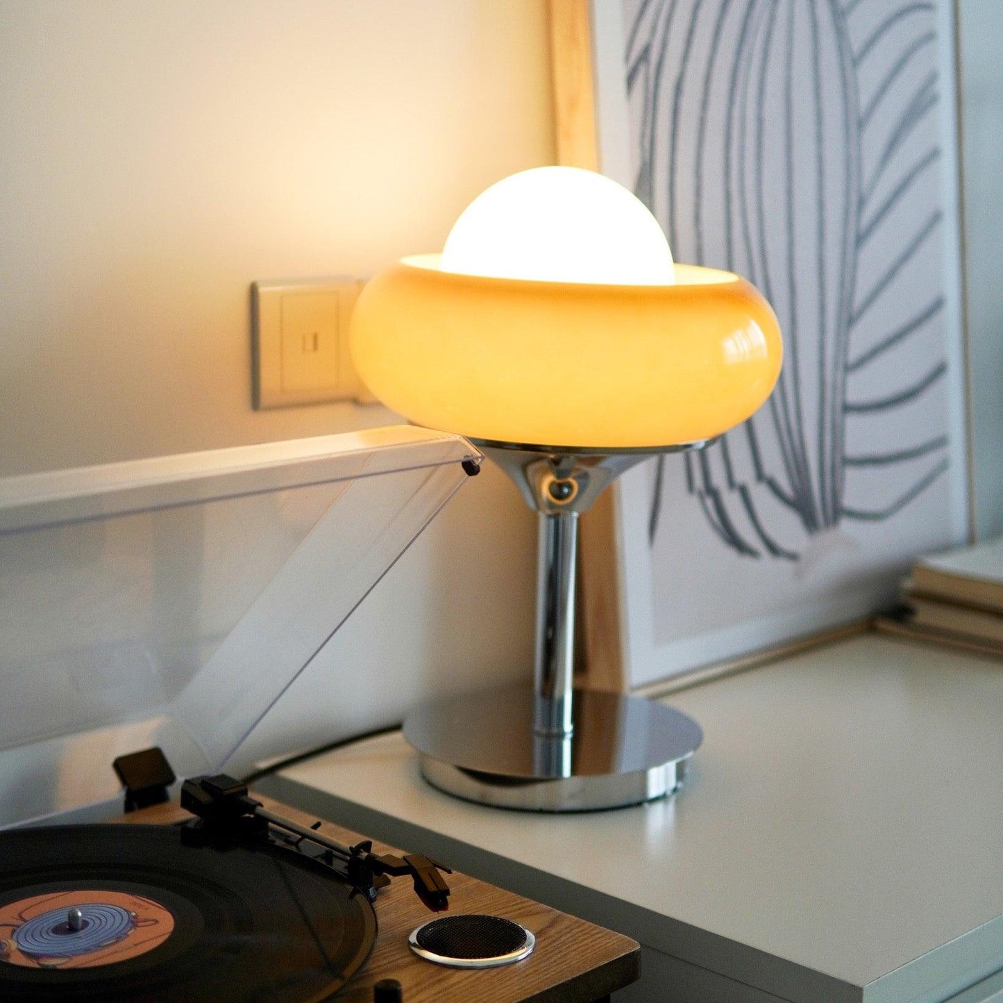 Table Lamp | Chrome Metal & Glass | Vintage Design