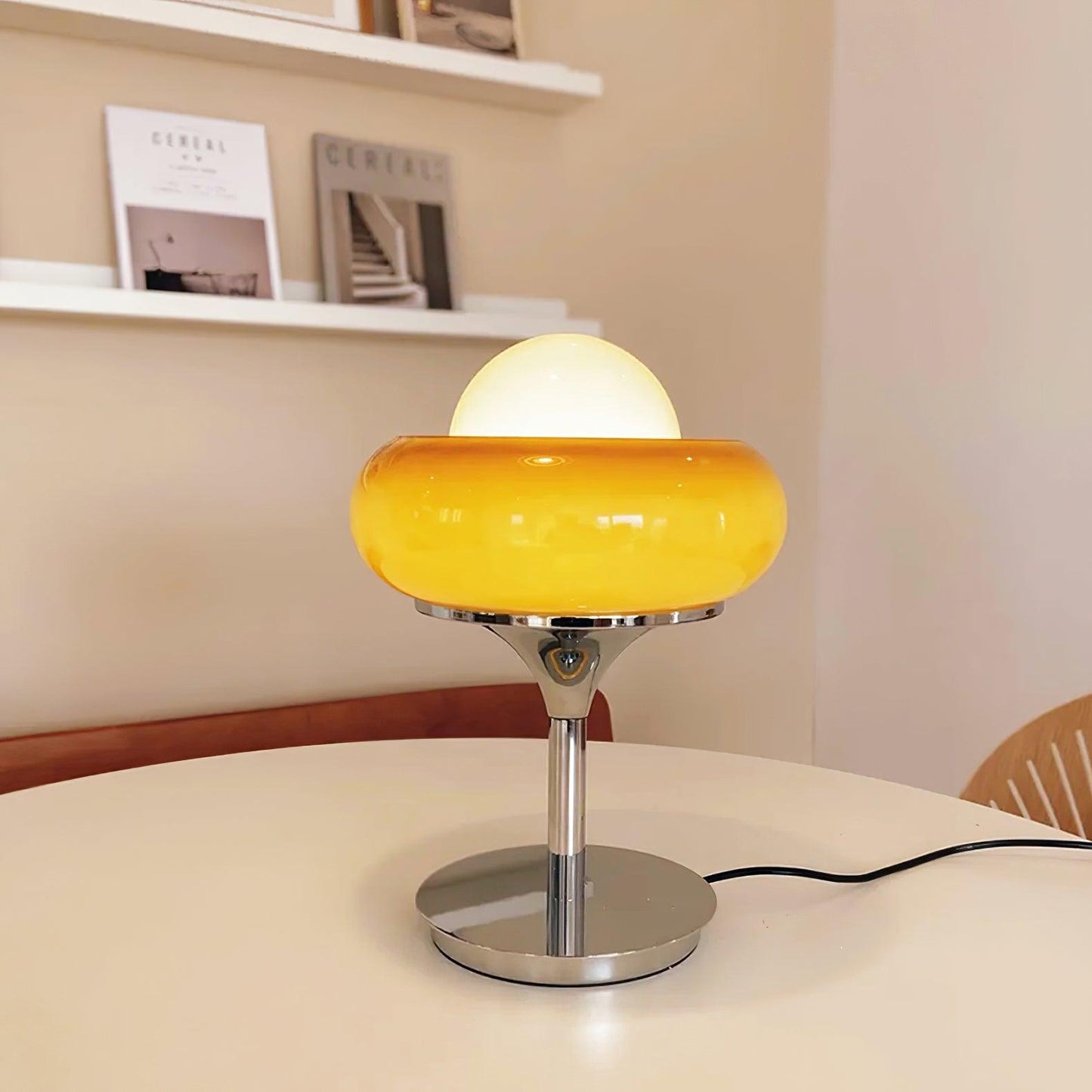 Table Lamp | Chrome Metal & Glass | Vintage Design
