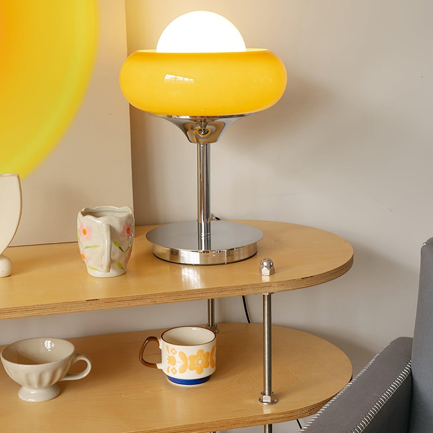 Table Lamp | Chrome Metal & Glass | Vintage Design