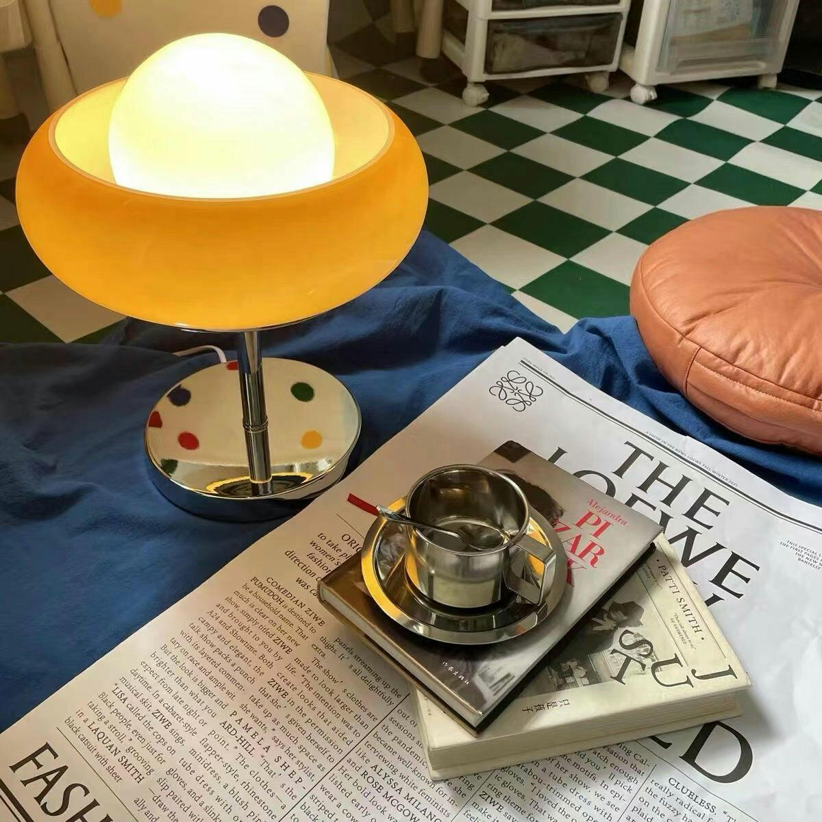 Table Lamp | Chrome Metal & Glass | Vintage Design