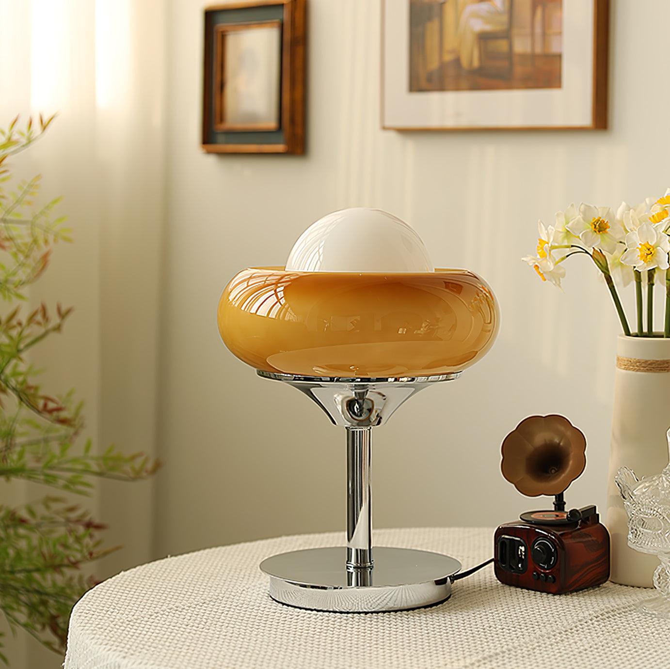 Table Lamp | Chrome Metal & Glass | Vintage Design