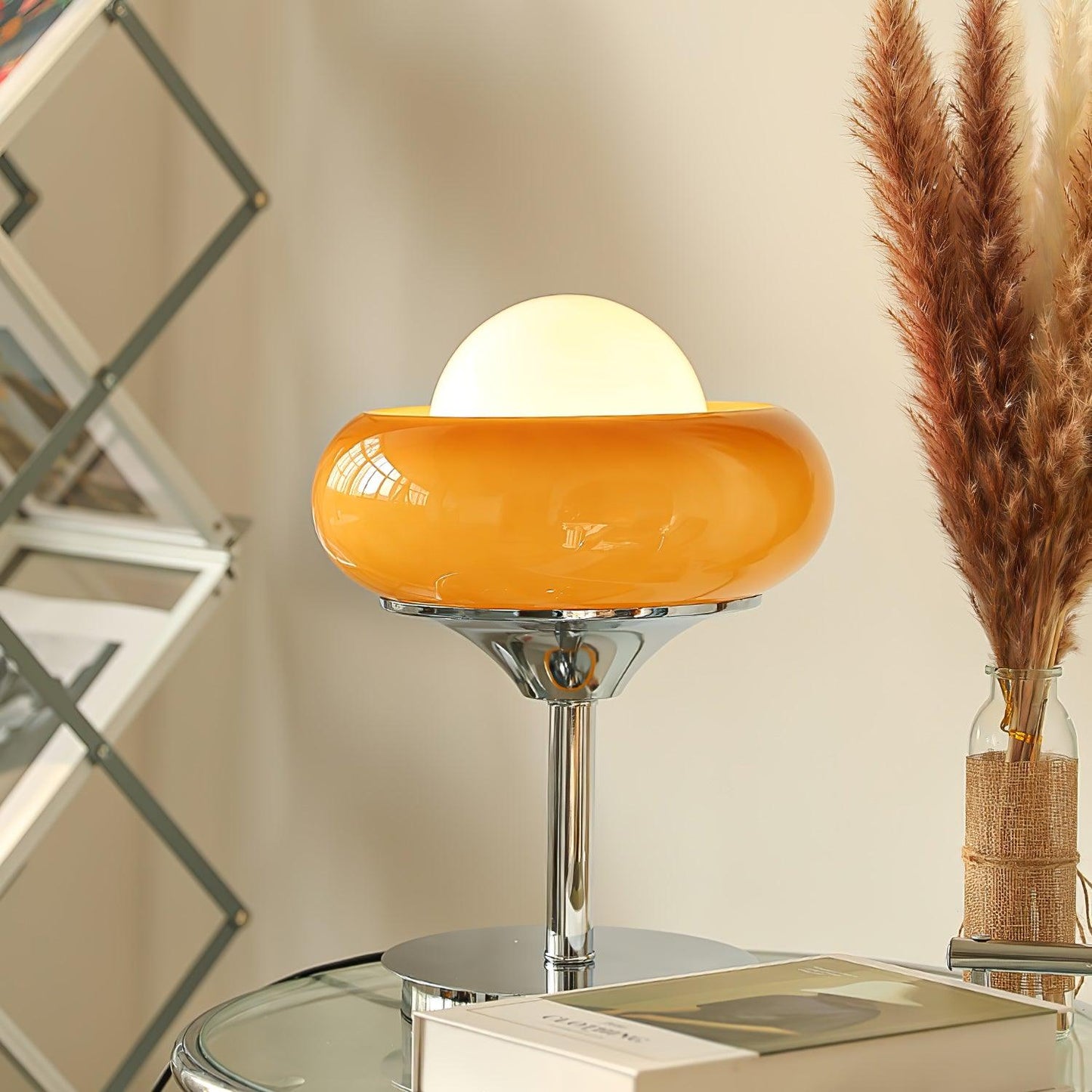 Table Lamp | Chrome Metal & Glass | Vintage Design