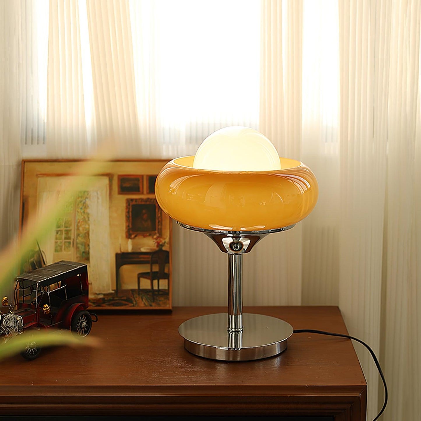 Table Lamp | Chrome Metal & Glass | Vintage Design