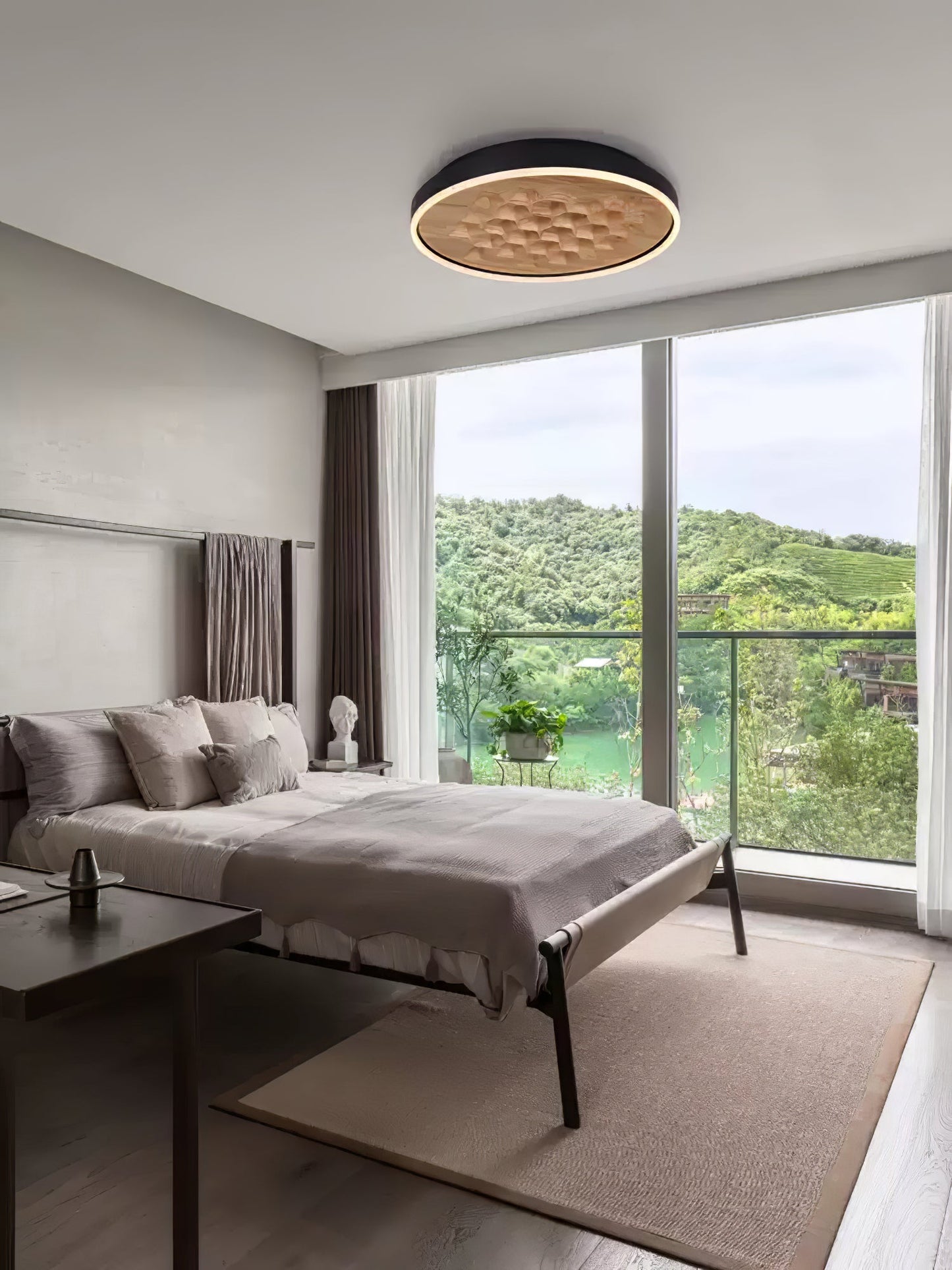 Heartwood Ceiling Lamp | Wood, Metal, Acrylic | White Shade