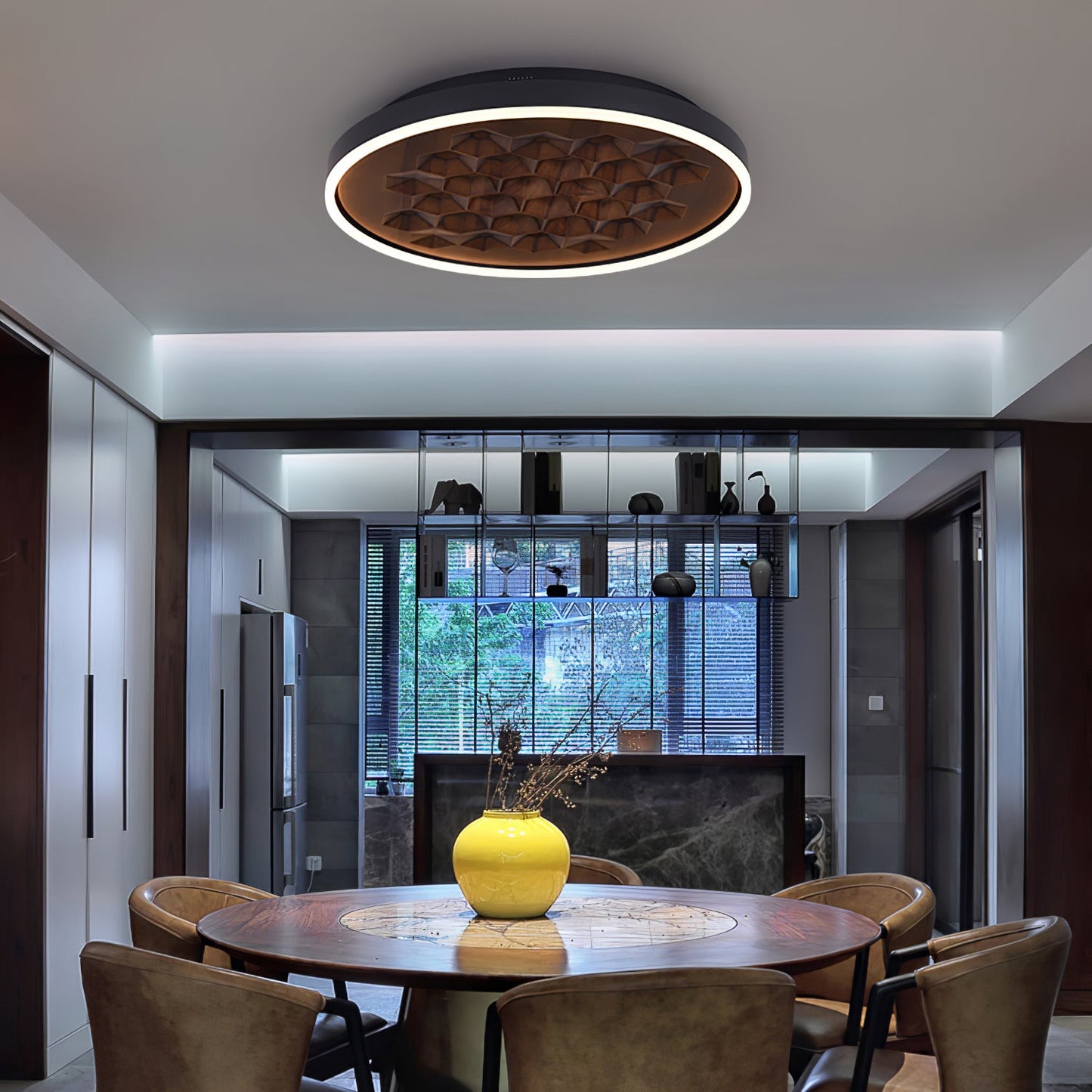 Heartwood Ceiling Lamp | Wood, Metal, Acrylic | White Shade