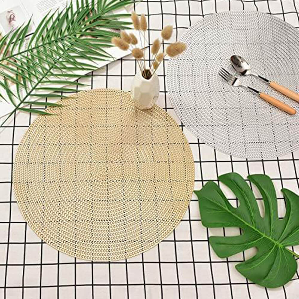 Gold Placemats & Coasters Set | PVC Washable & Stain-Resistant | 2-8 Pieces
